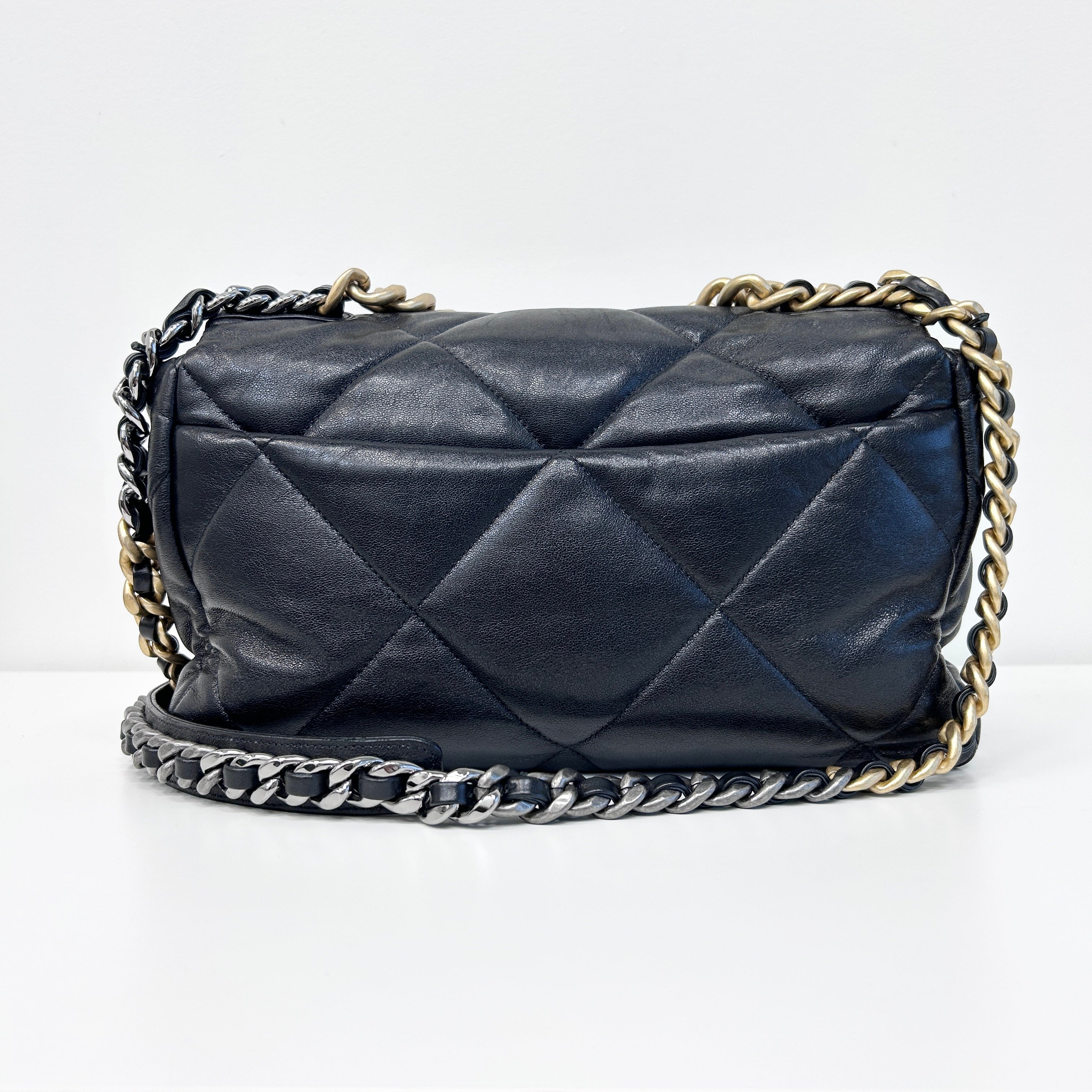 Chanel 19 Black Lambskin Large Flap Bag w/Mixed HW