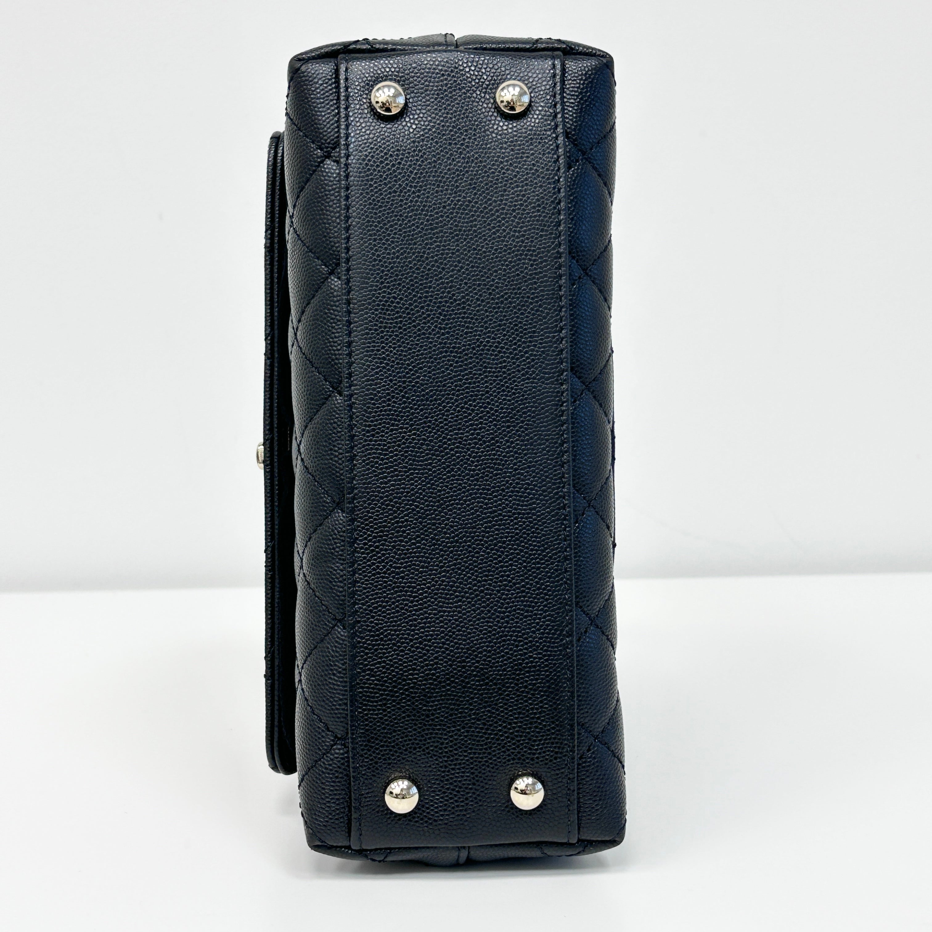 Black Quilted Caviar Leather Mini Coco Handle Bag w/LGHW