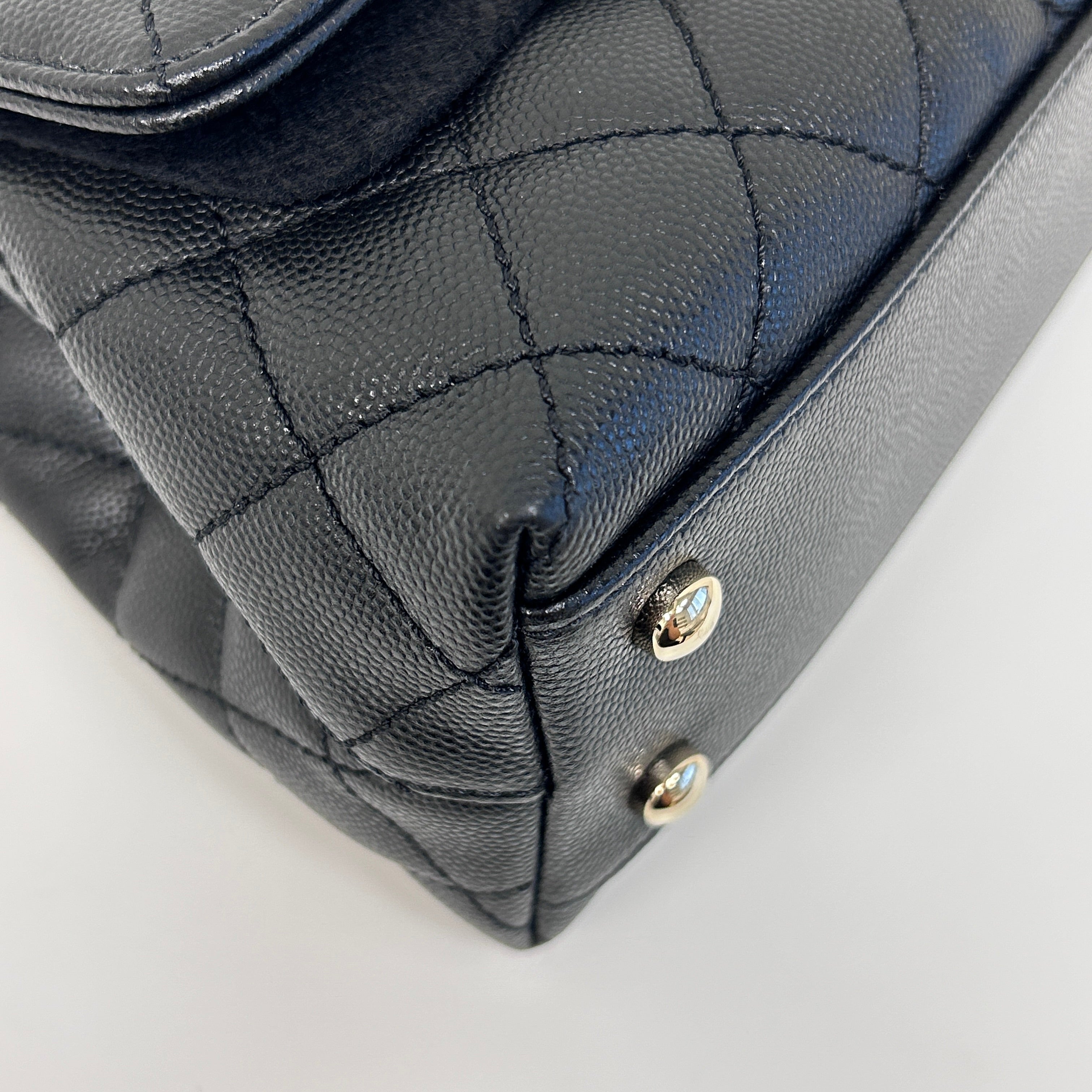 Black Quilted Caviar Leather Mini Coco Handle Bag w/LGHW