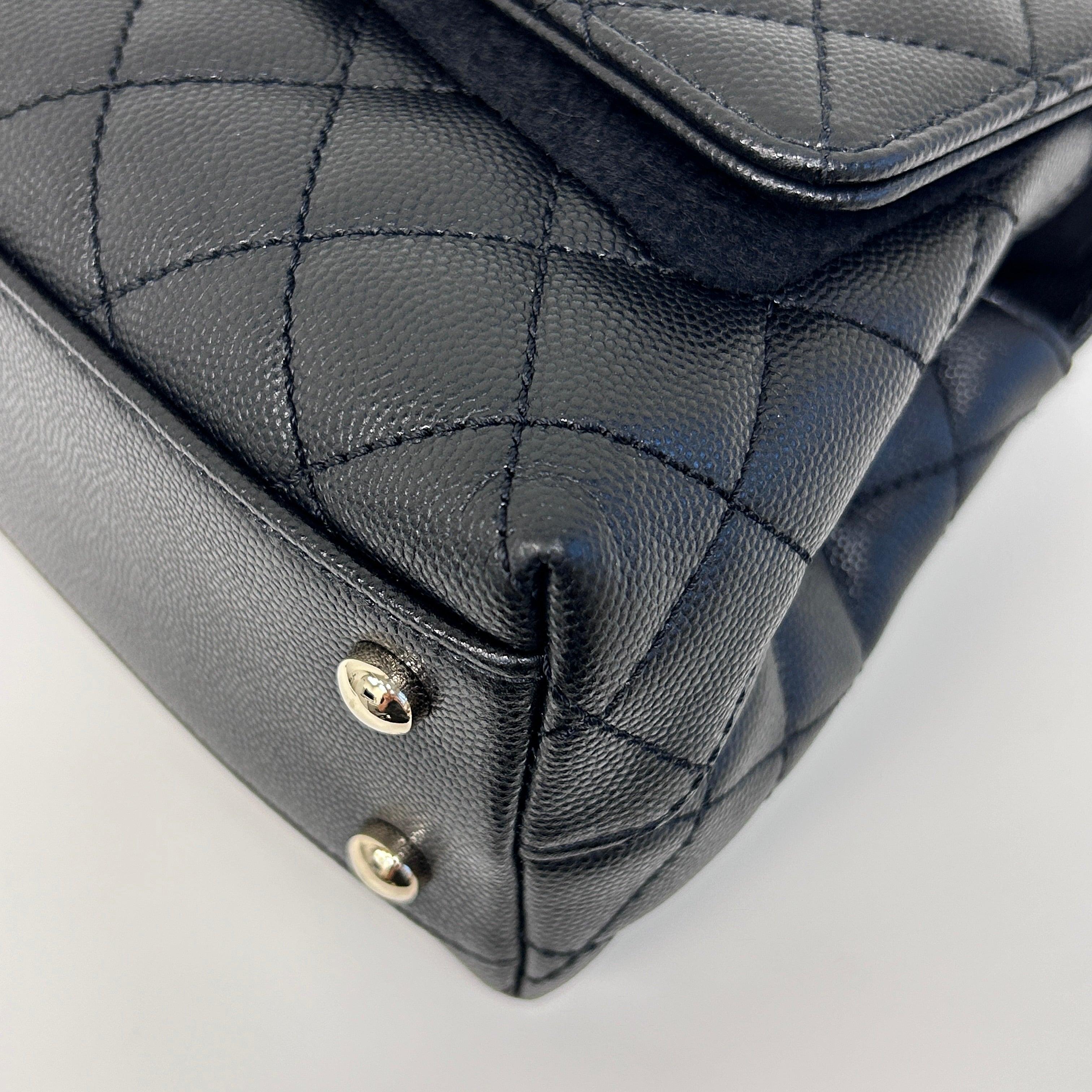 Black Quilted Caviar Leather Mini Coco Handle Bag w/LGHW