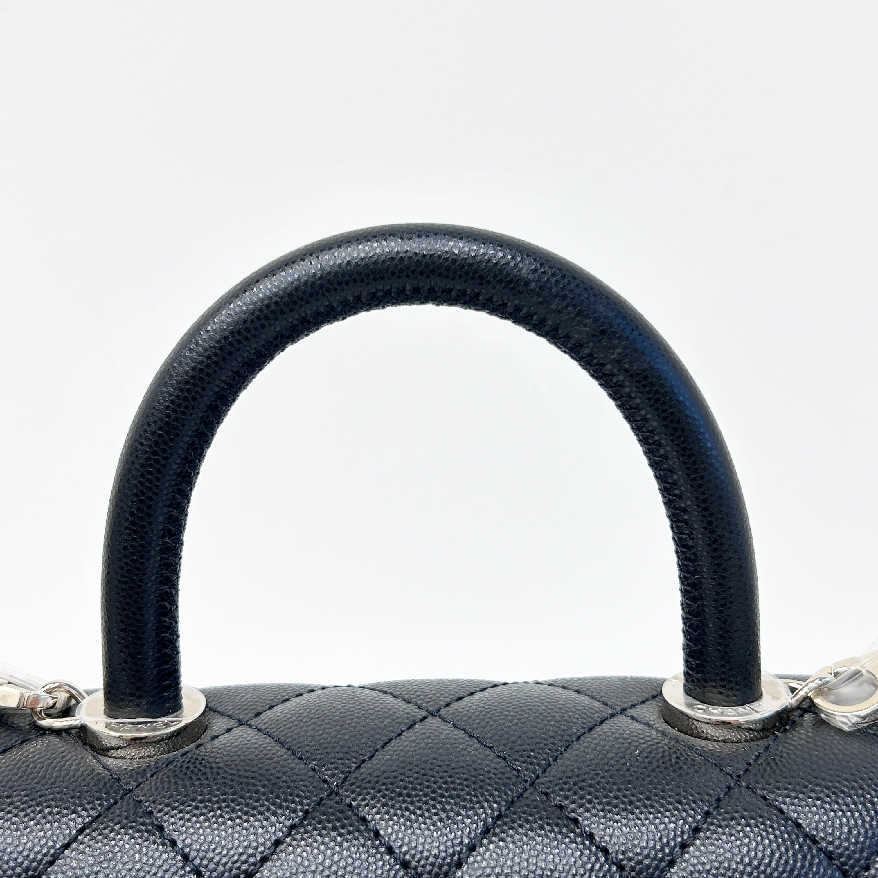Black Quilted Caviar Leather Mini Coco Handle Bag w/LGHW
