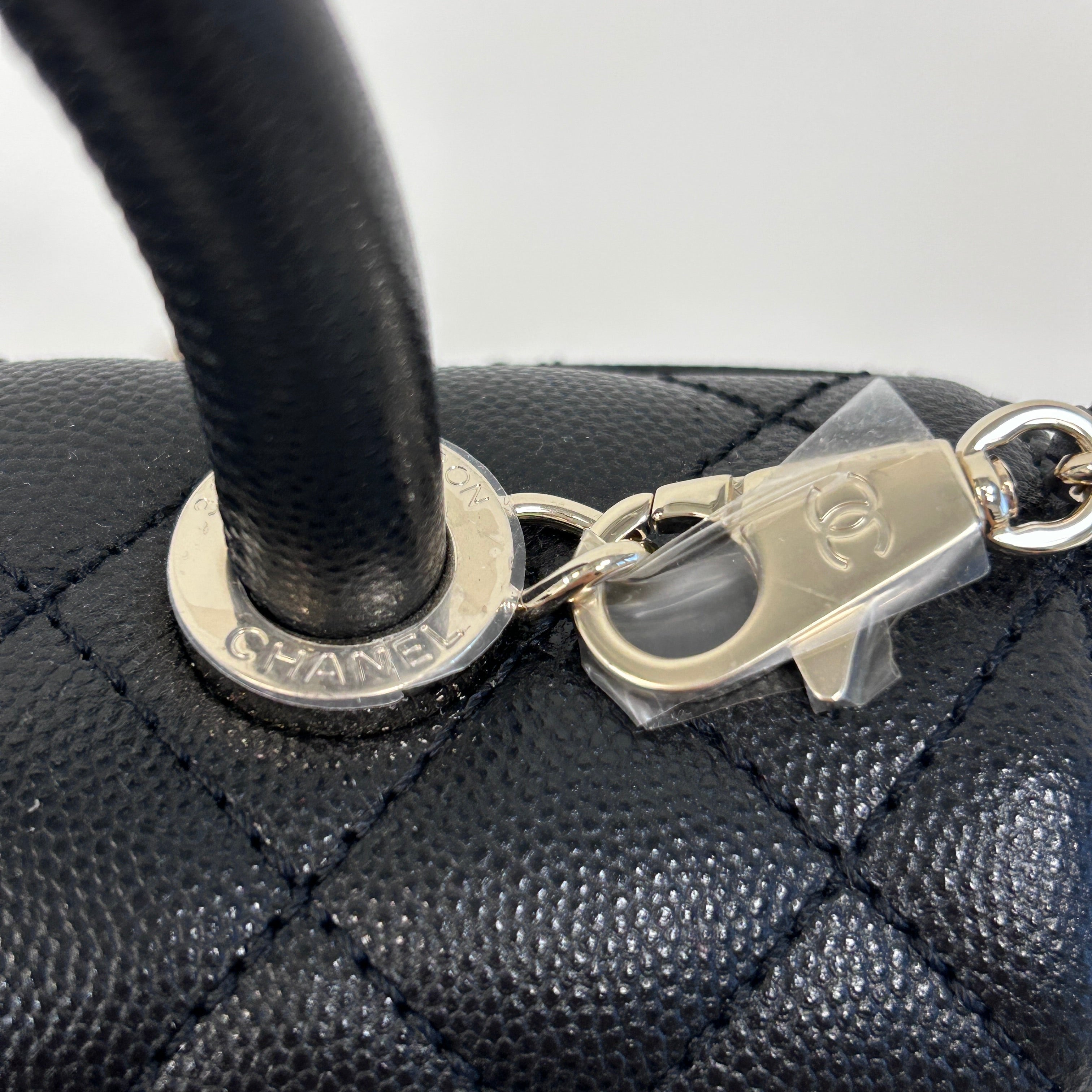 Black Quilted Caviar Leather Mini Coco Handle Bag w/LGHW