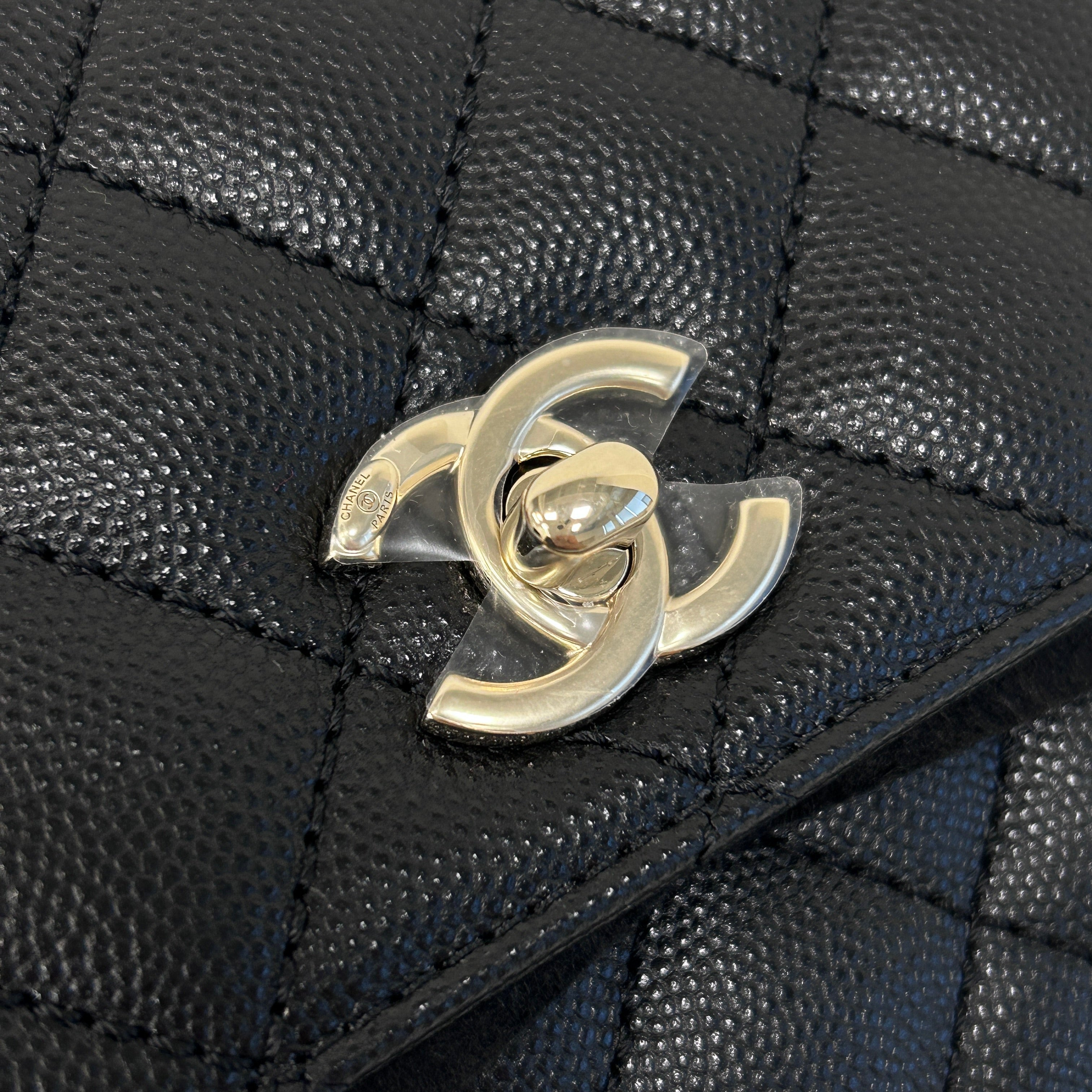 Black Quilted Caviar Leather Mini Coco Handle Bag w/LGHW