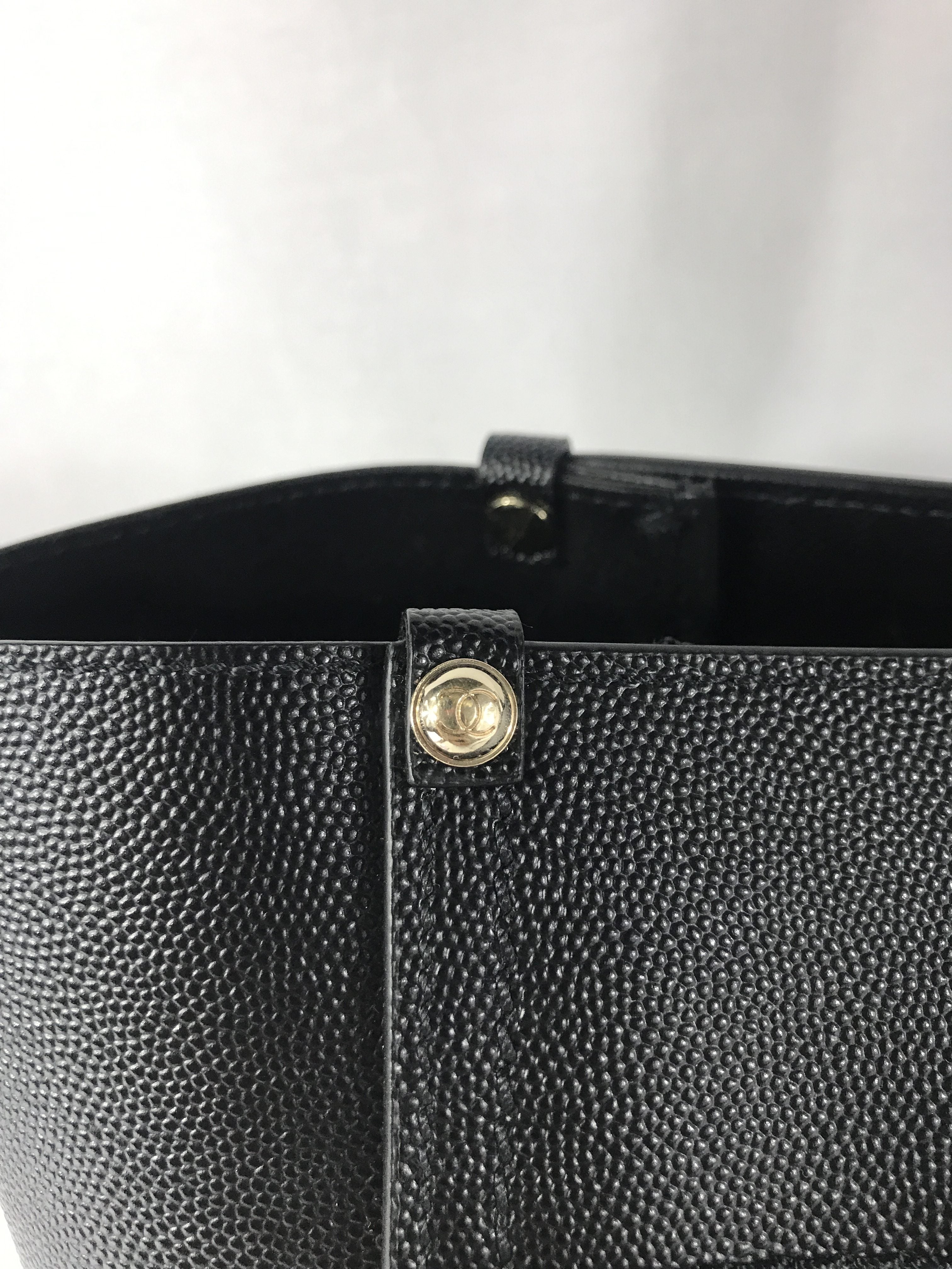 Black Caviar Leather Large Studded Deauville Bag w/GHW