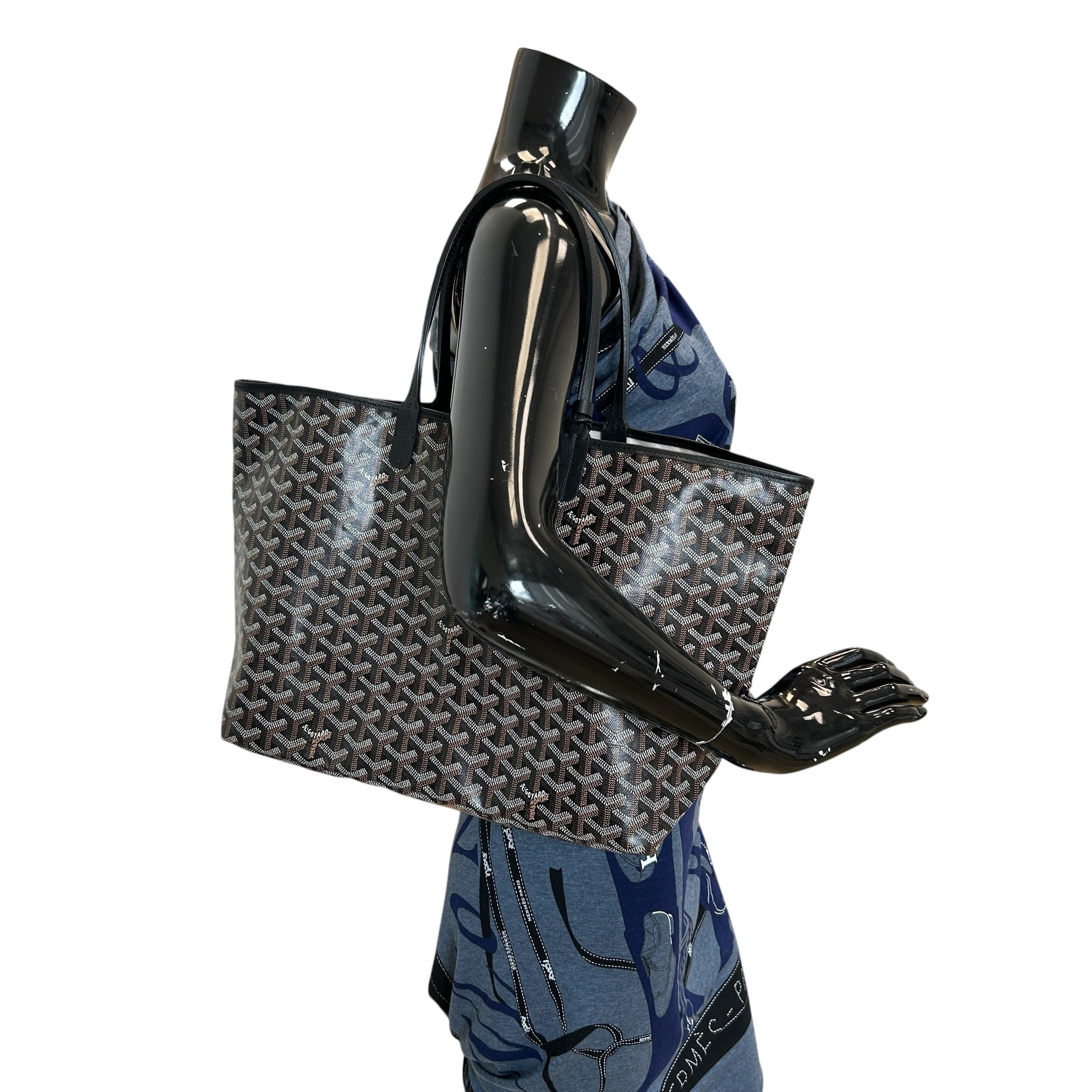 Goyardine Black St. Louis PM Tote Bag w/PHW