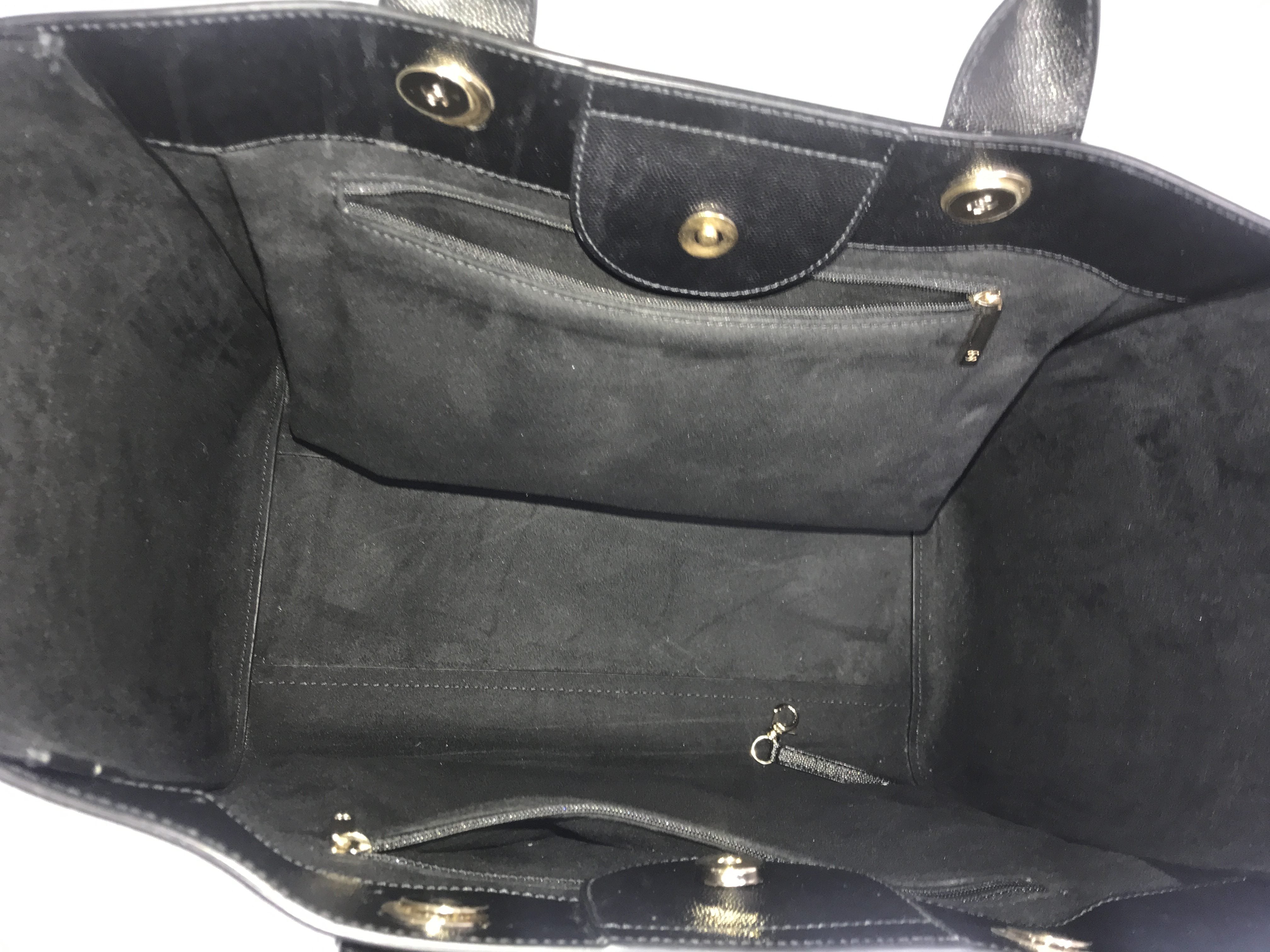 Black Caviar Leather Large Studded Deauville Bag w/GHW