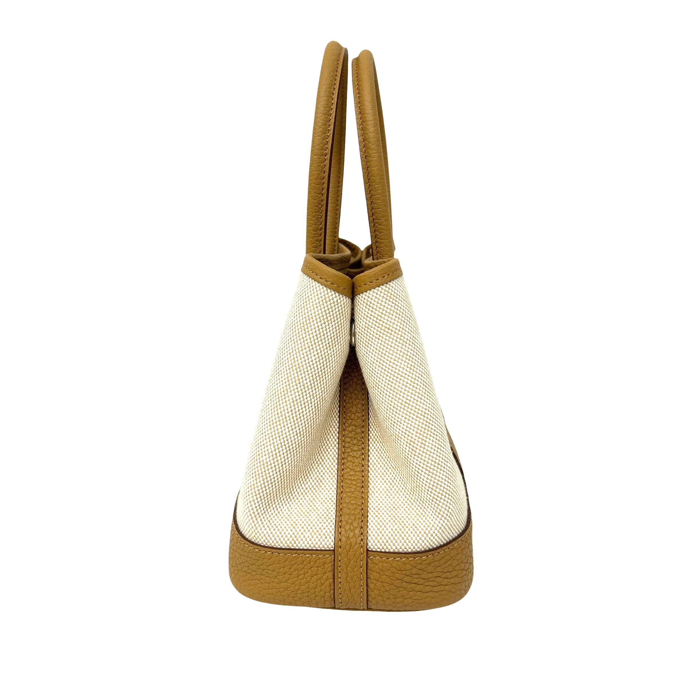 Beige Canvas/Sesame Negonda Leather Mini Garden Party Bag w/PHW