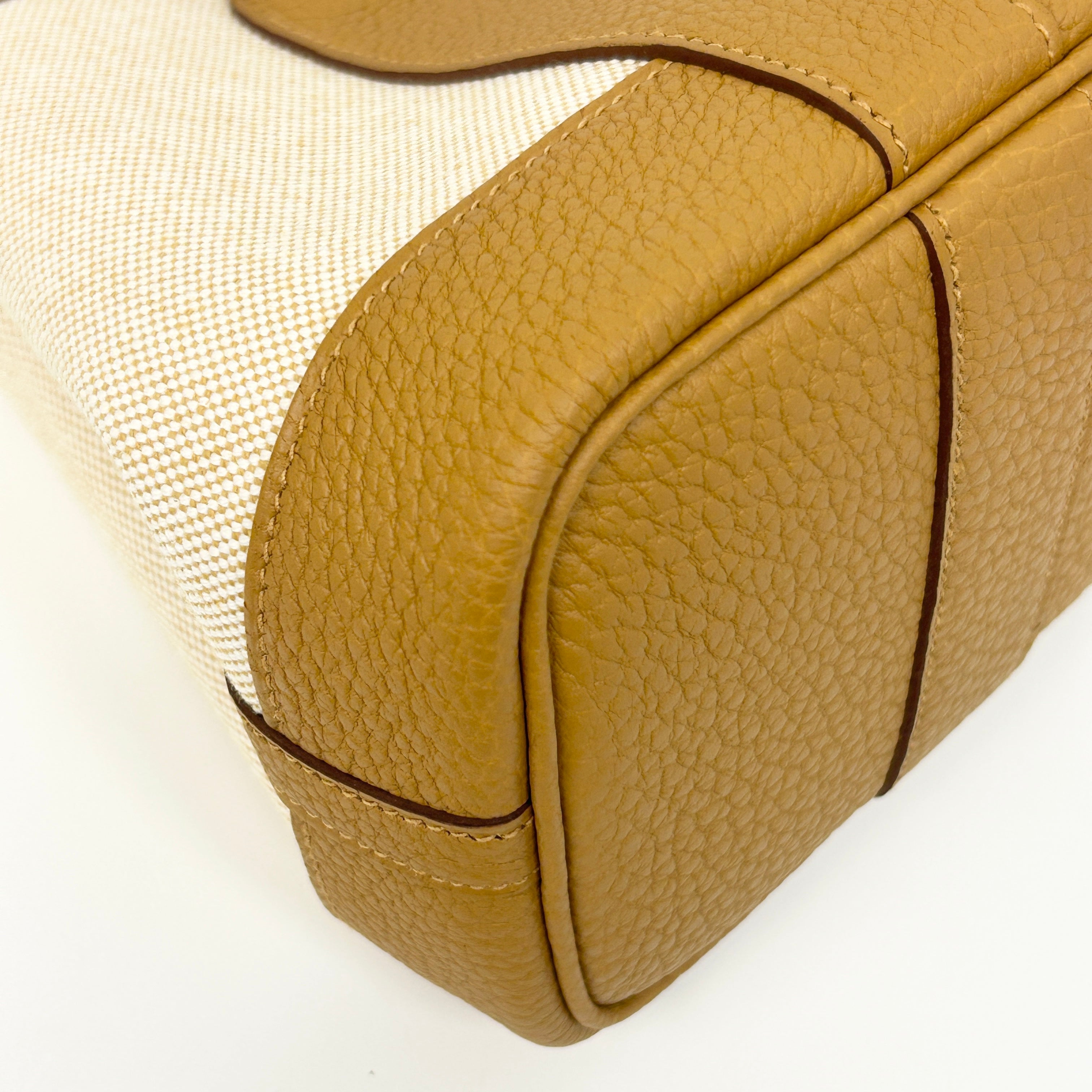Beige Canvas/Sesame Negonda Leather Mini Garden Party Bag w/PHW