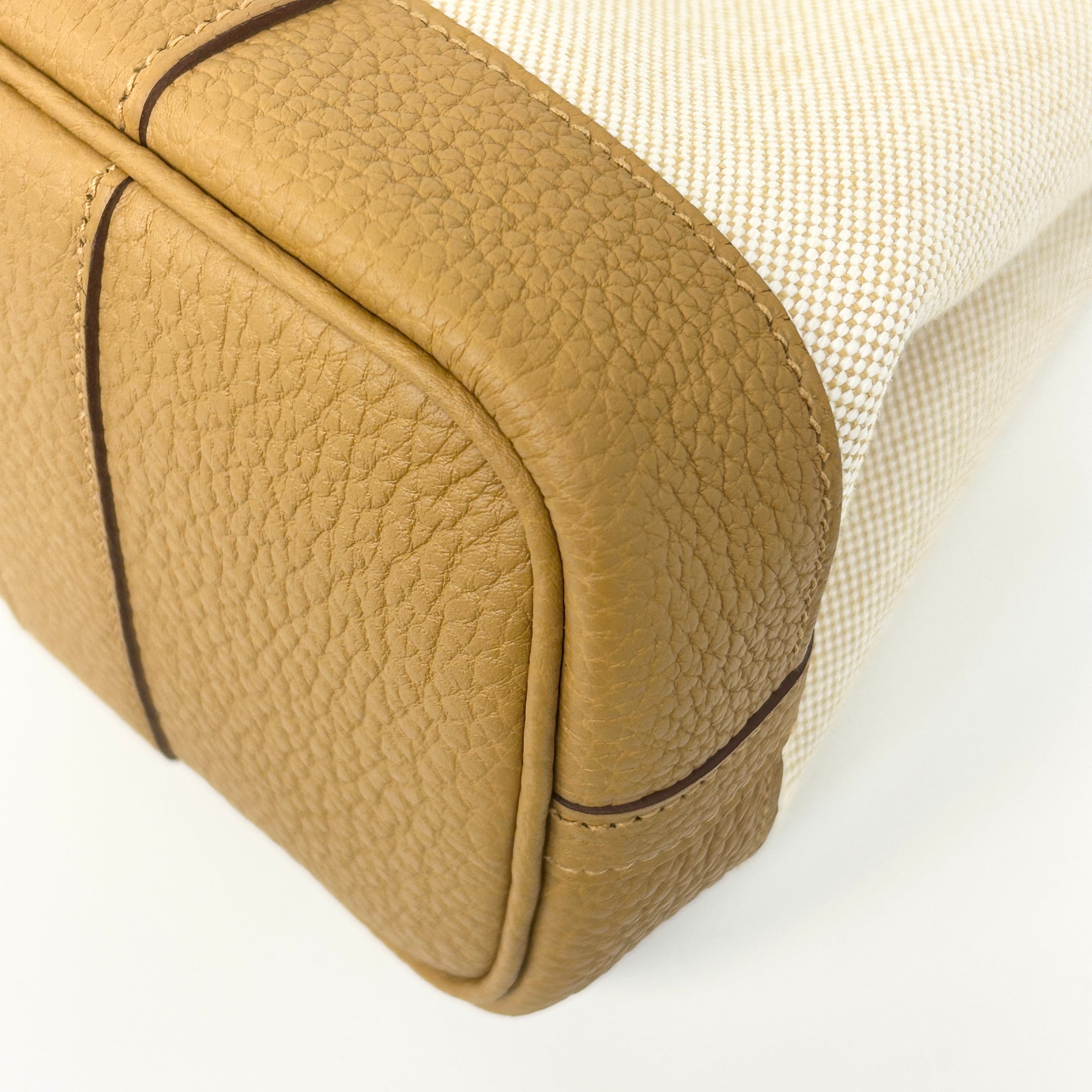 Beige Canvas/Sesame Negonda Leather Mini Garden Party Bag w/PHW