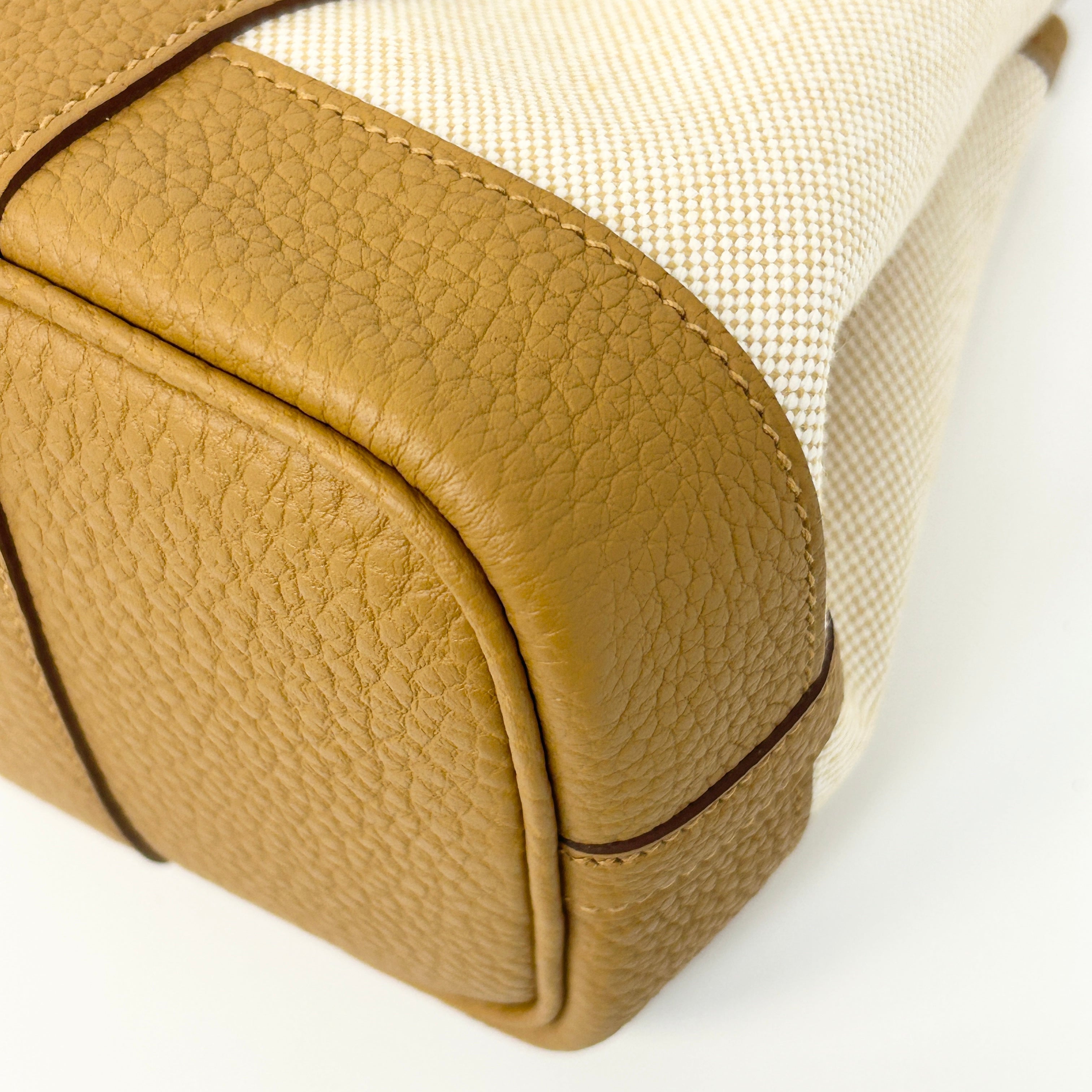 Beige Canvas/Sesame Negonda Leather Mini Garden Party Bag w/PHW
