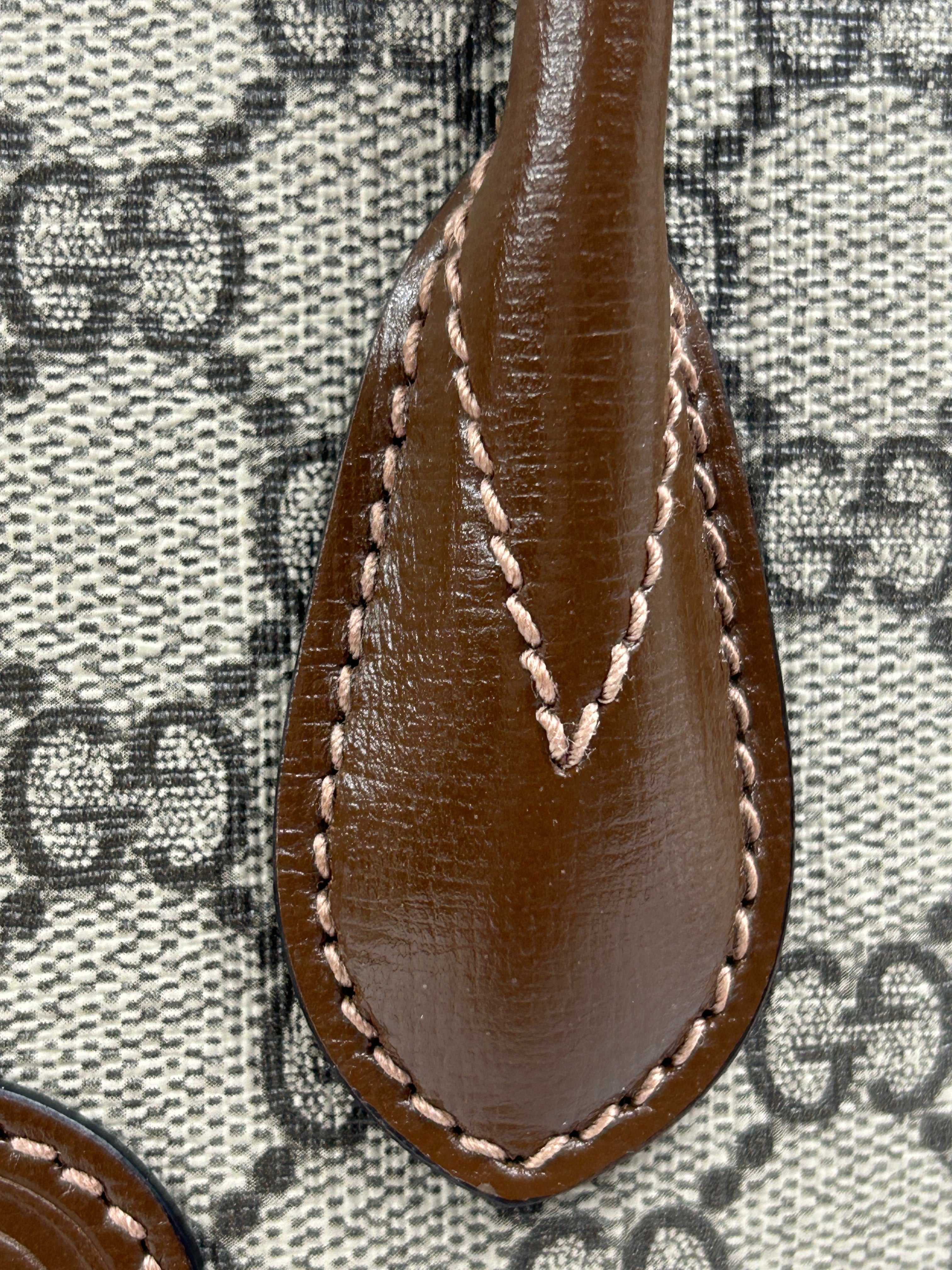 GG Beige/Ebony monogram Coated Canvas & Calfskin Leather Mini Tote Bag