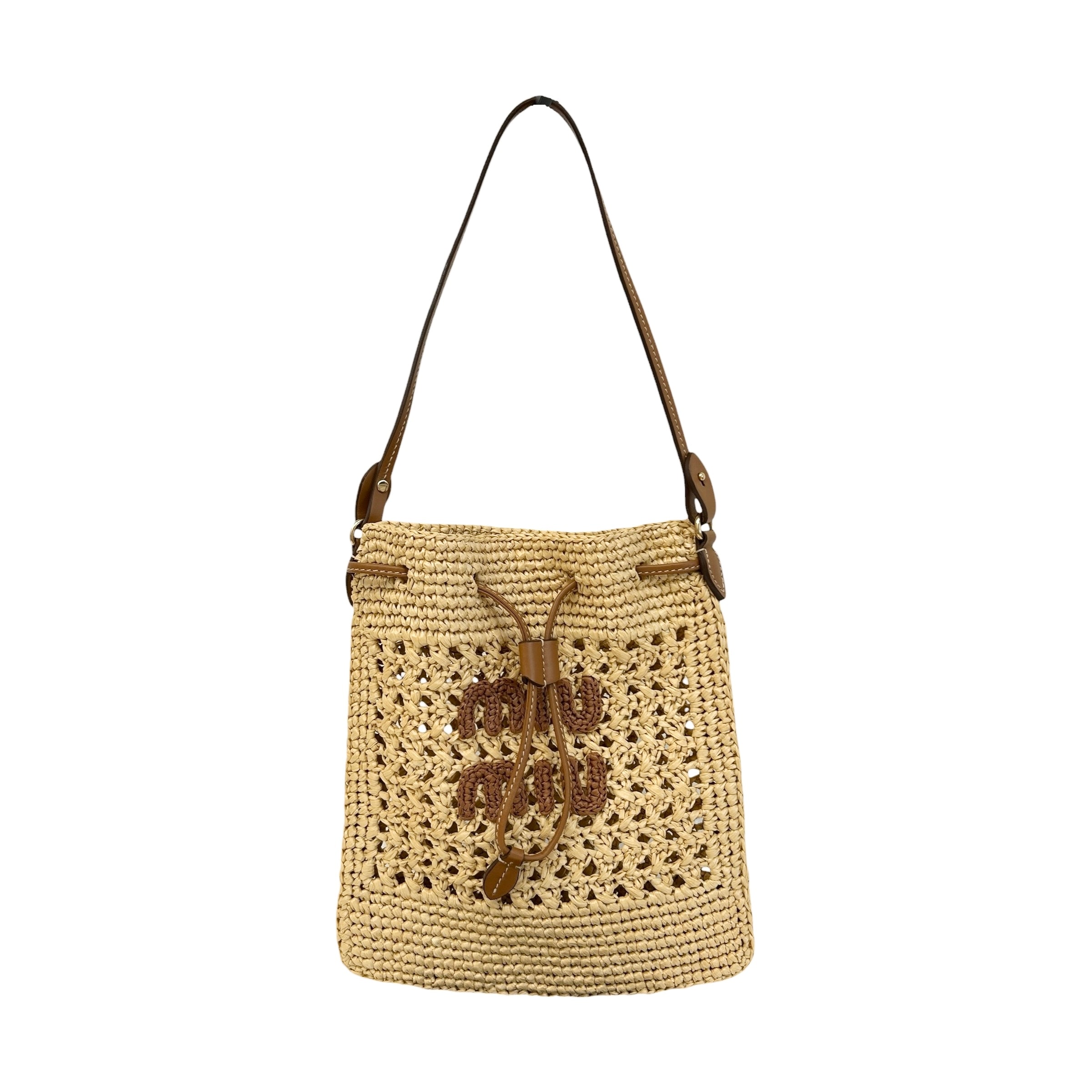 Raffia Crochet Drawstring Pouch