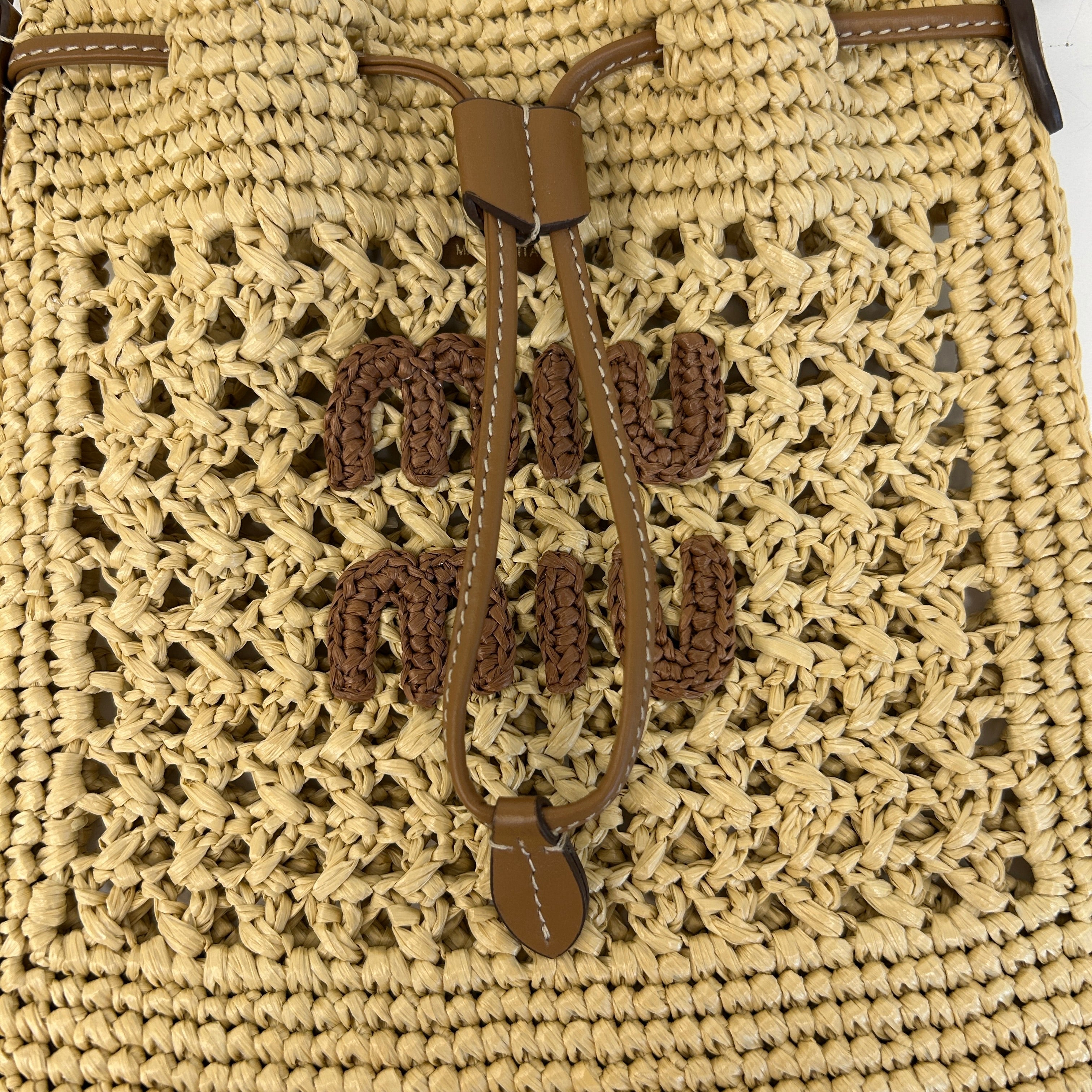 Raffia Crochet Drawstring Pouch
