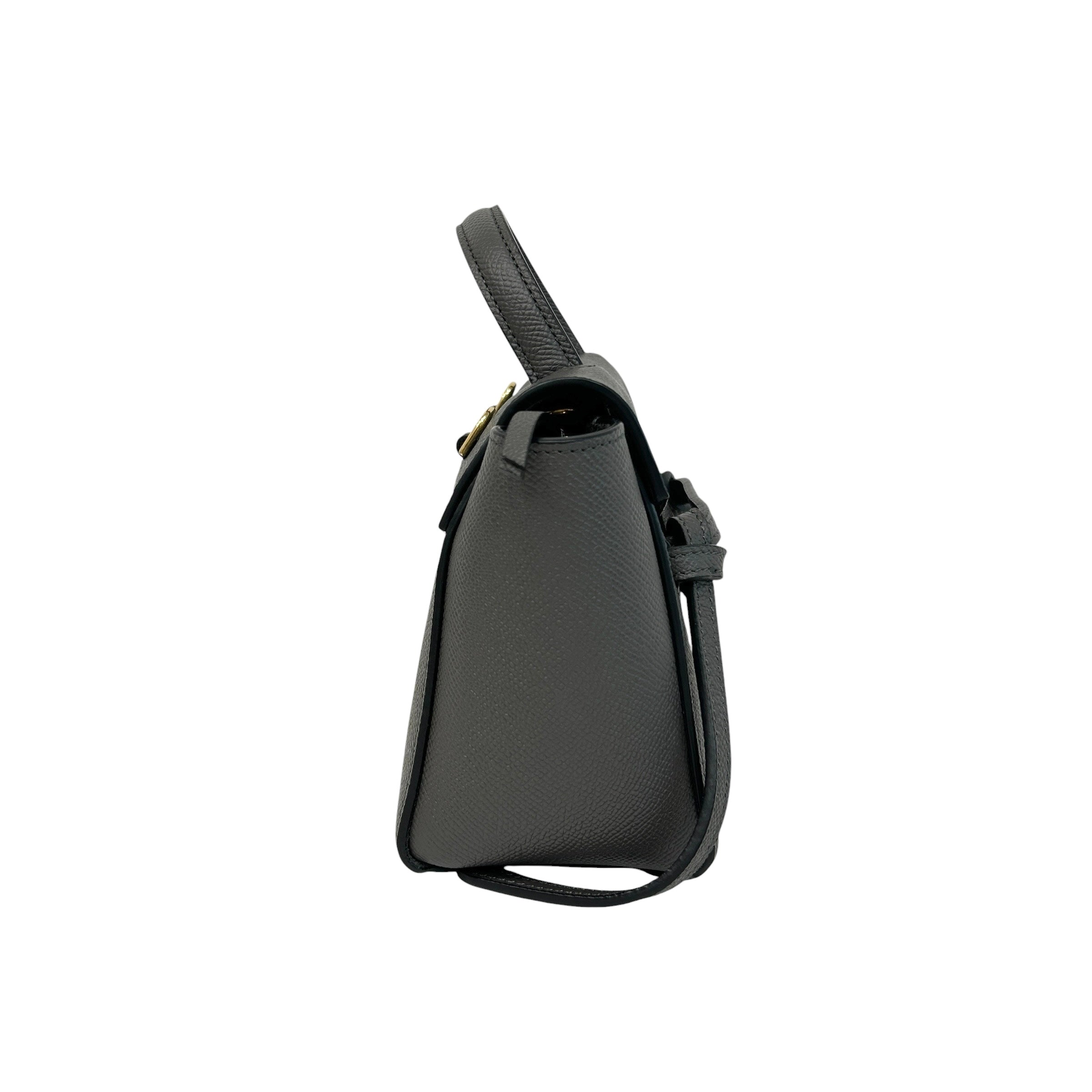 Grey Grained Calfskin Nano Belt Bag