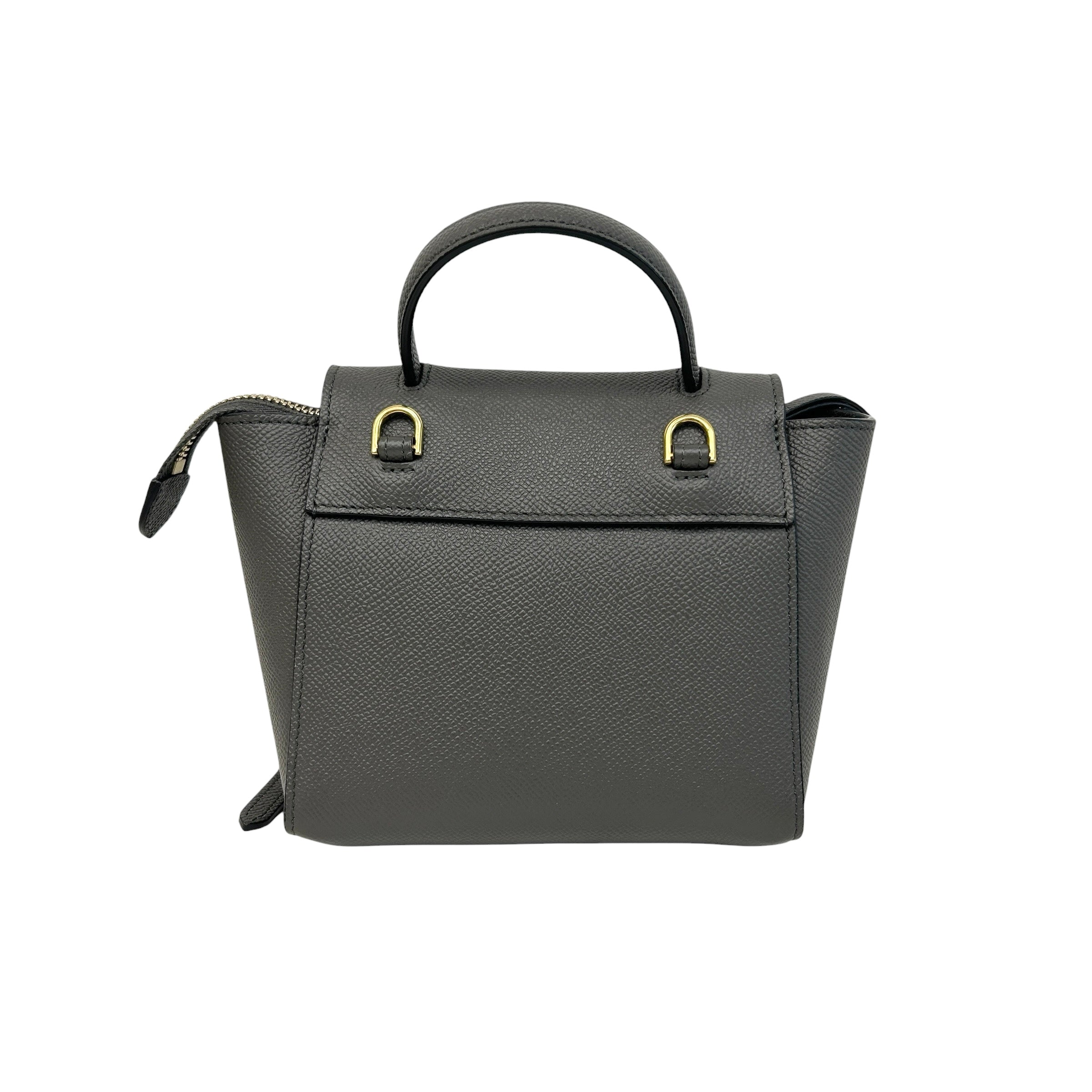 Grey Grained Calfskin Nano Belt Bag