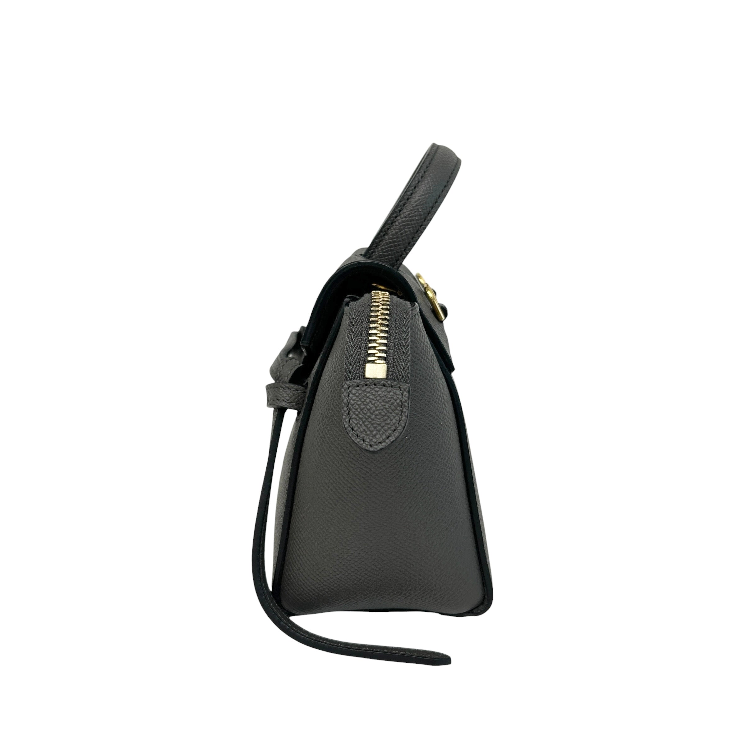 Grey Grained Calfskin Nano Belt Bag