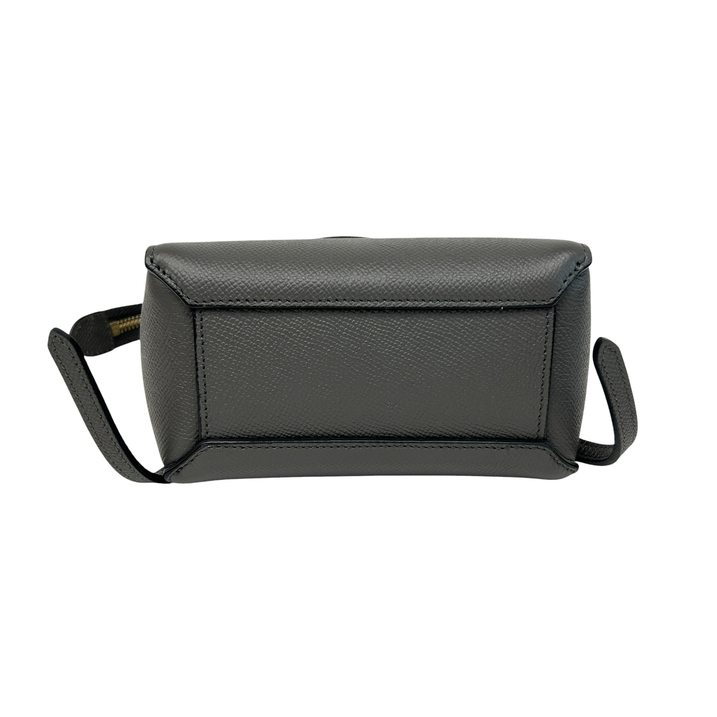 Grey Grained Calfskin Nano Belt Bag