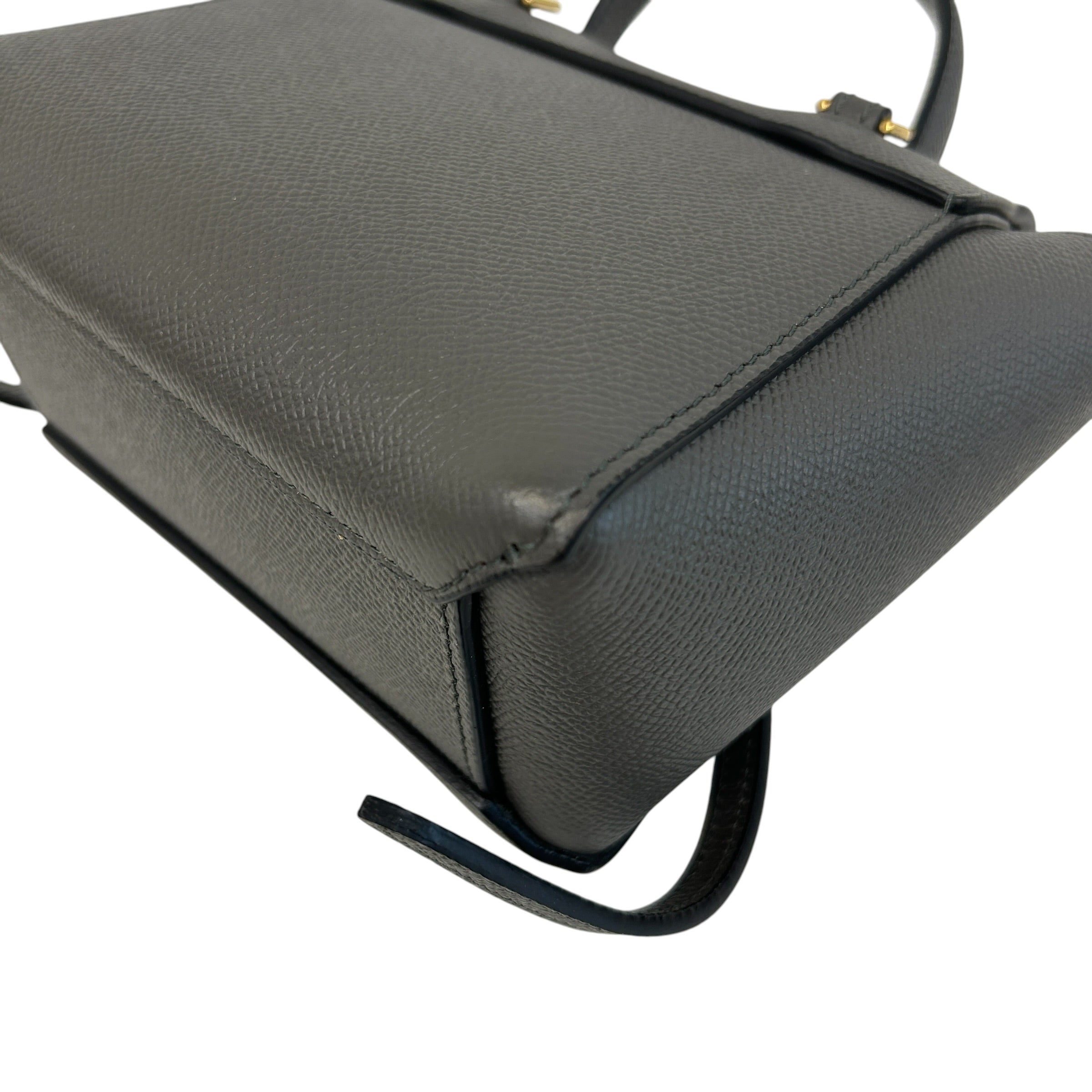 Grey Grained Calfskin Nano Belt Bag