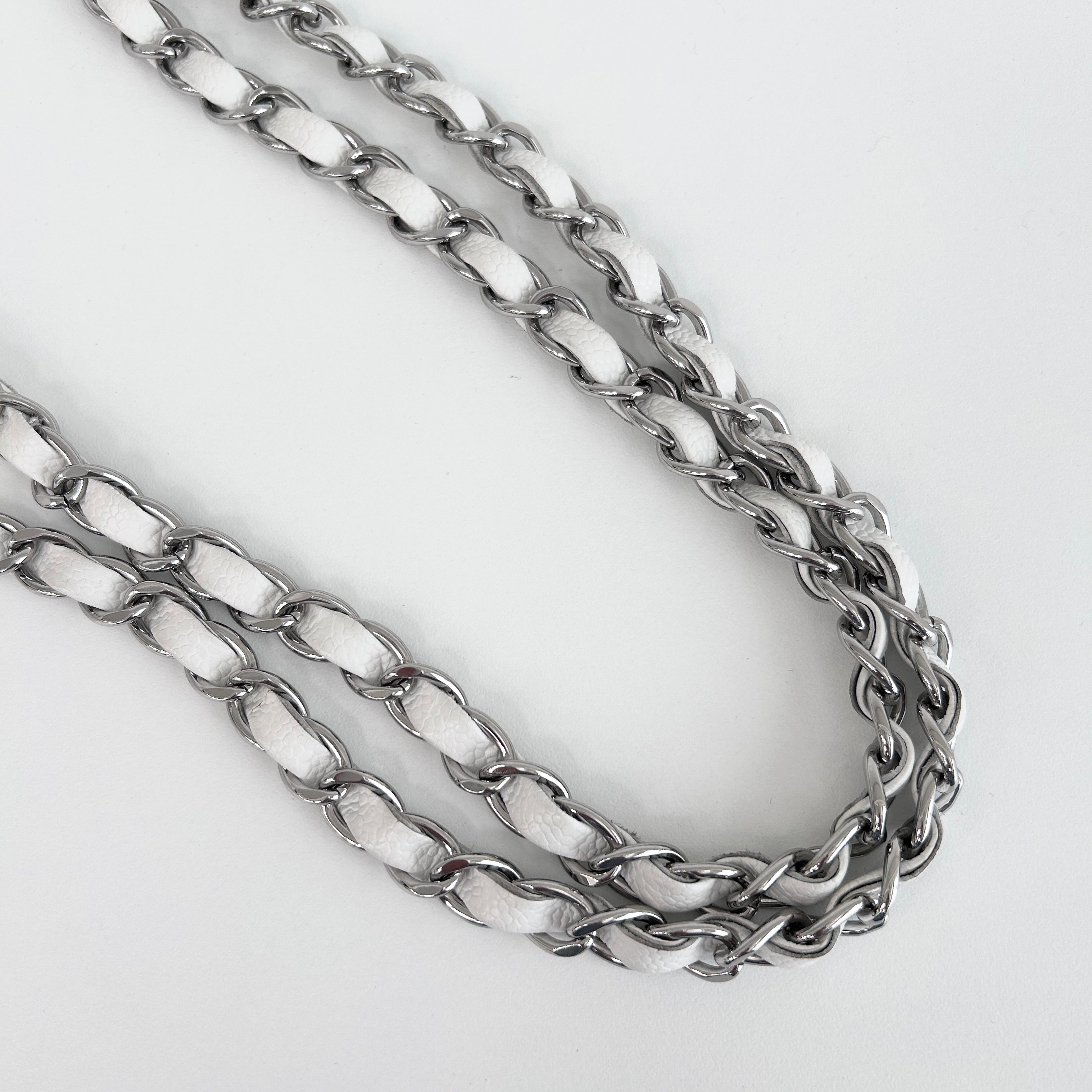 White Caviar Quilted Jumbo Single Flap Bag w/SHW