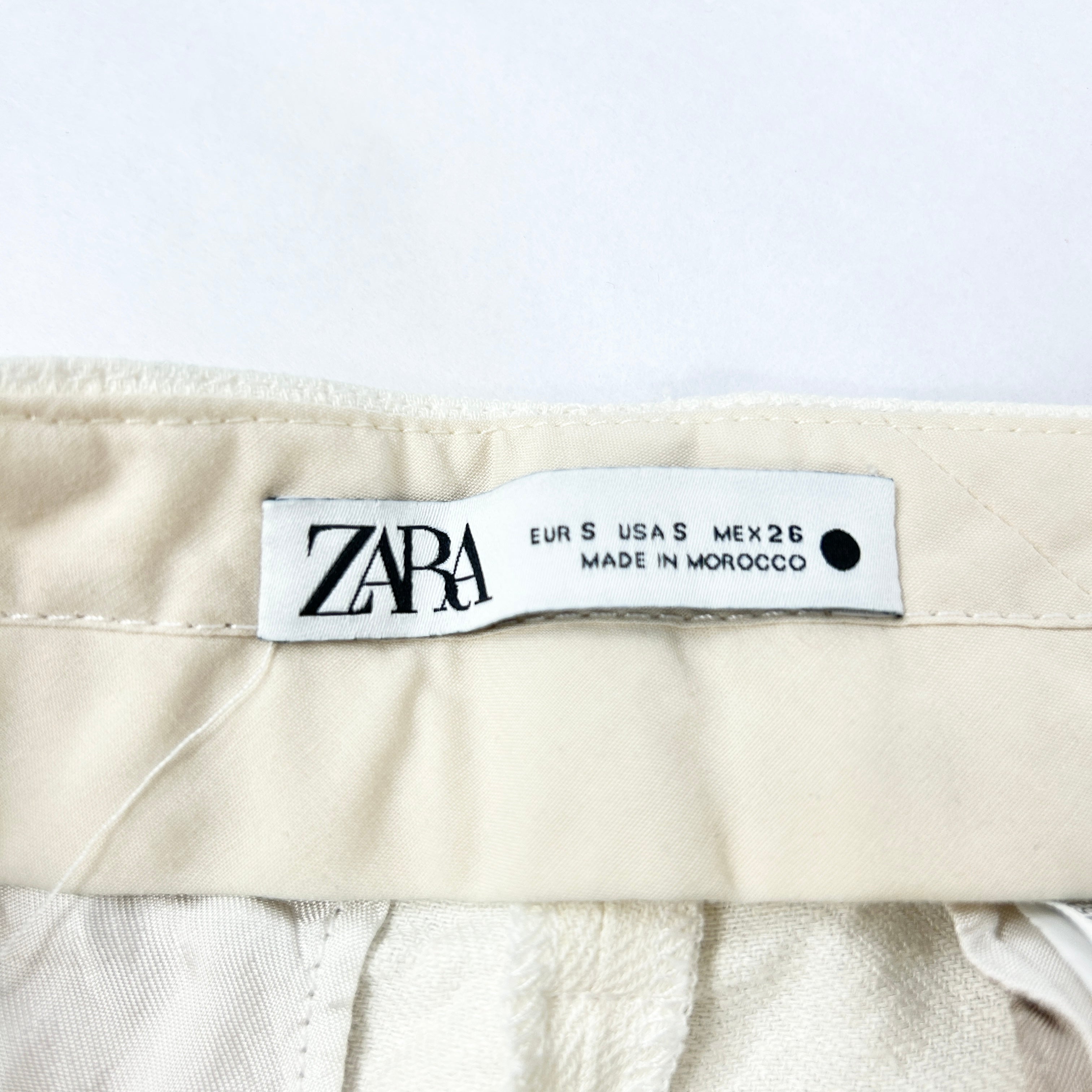 ZARA Cream Linen Wide Leg Pants