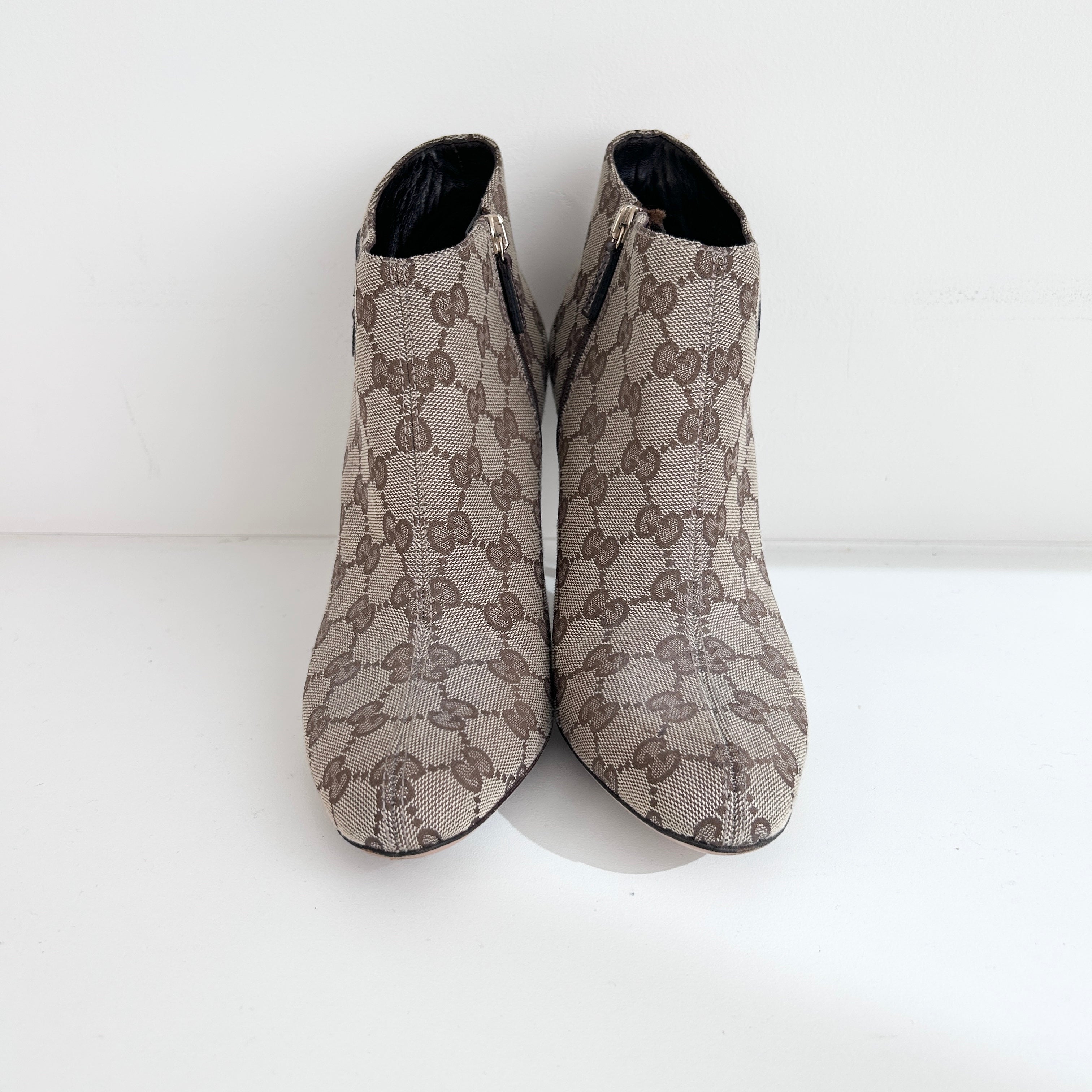 GG Monogram Canvas Stiletto Ankle Boots