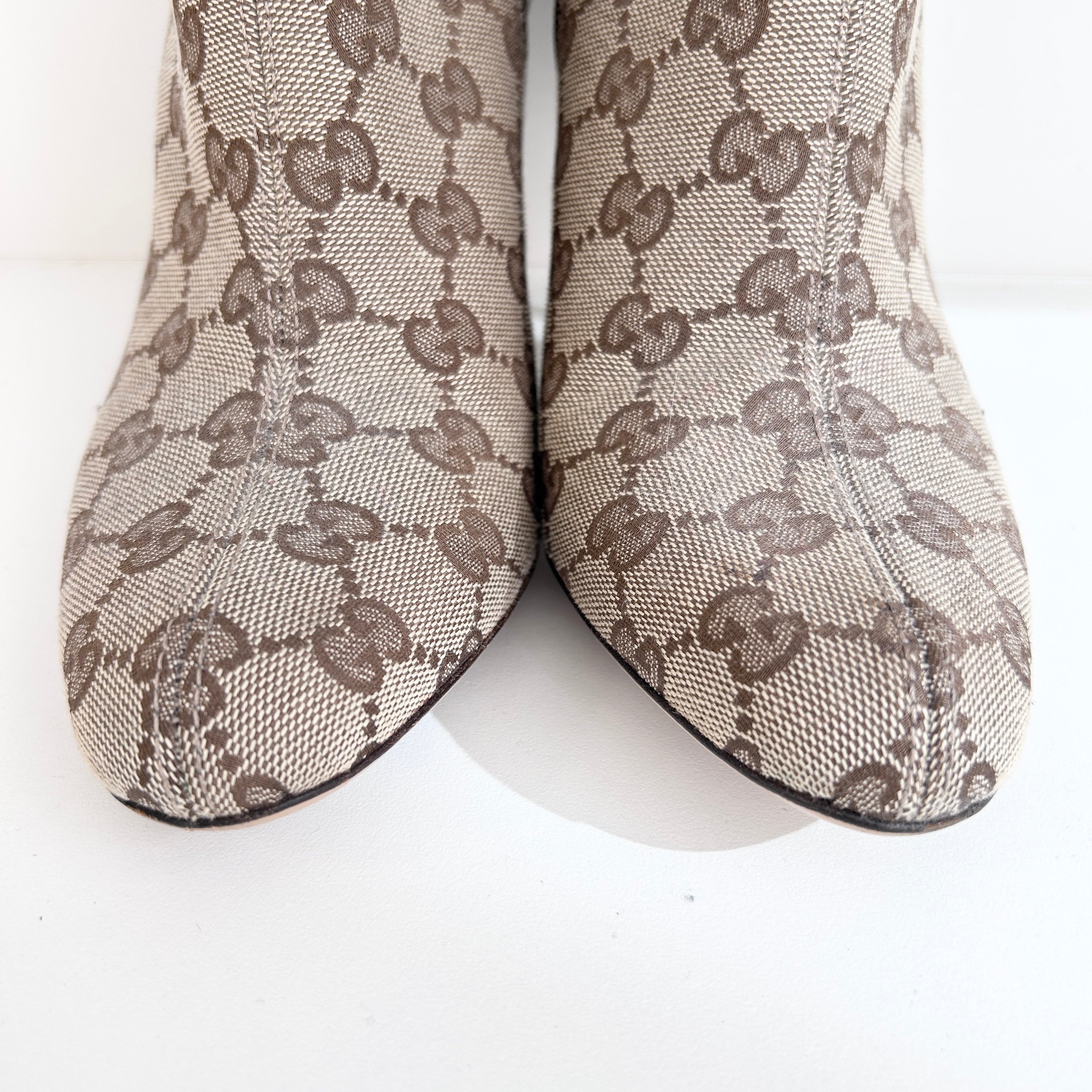GG Monogram Canvas Stiletto Ankle Boots