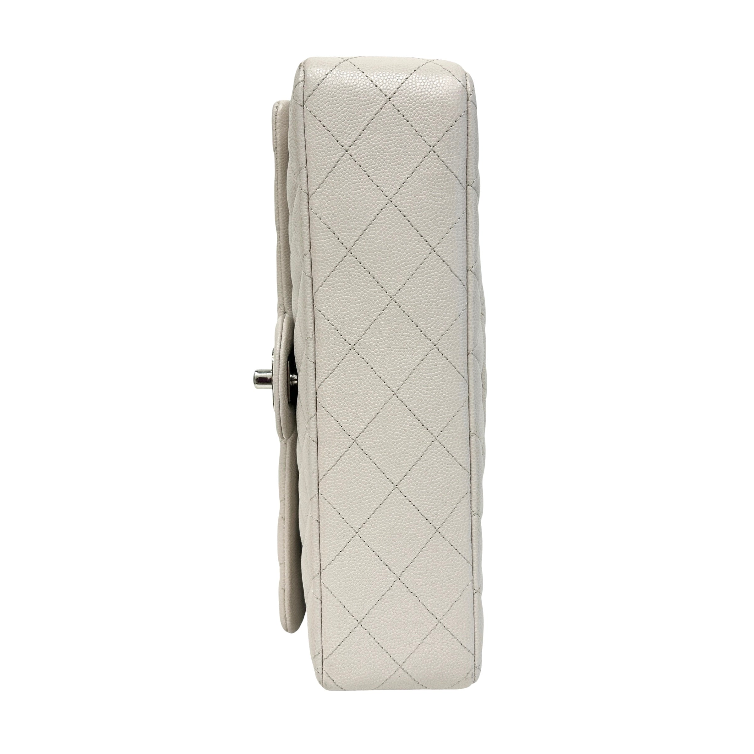 Cream Caviar Leather Medium Classic Double Flap Bag w/SHW