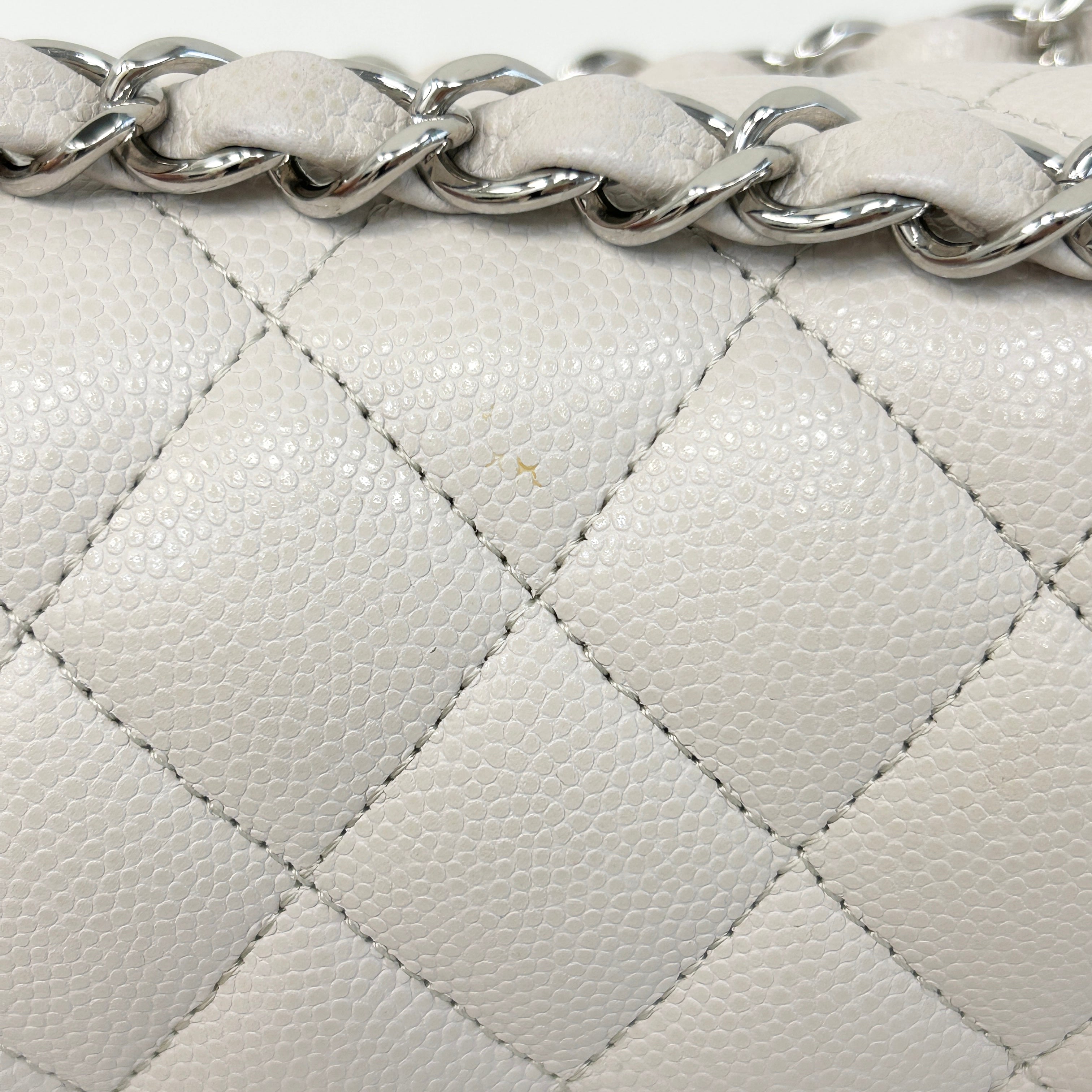 Cream Caviar Leather Medium Classic Double Flap Bag w/SHW