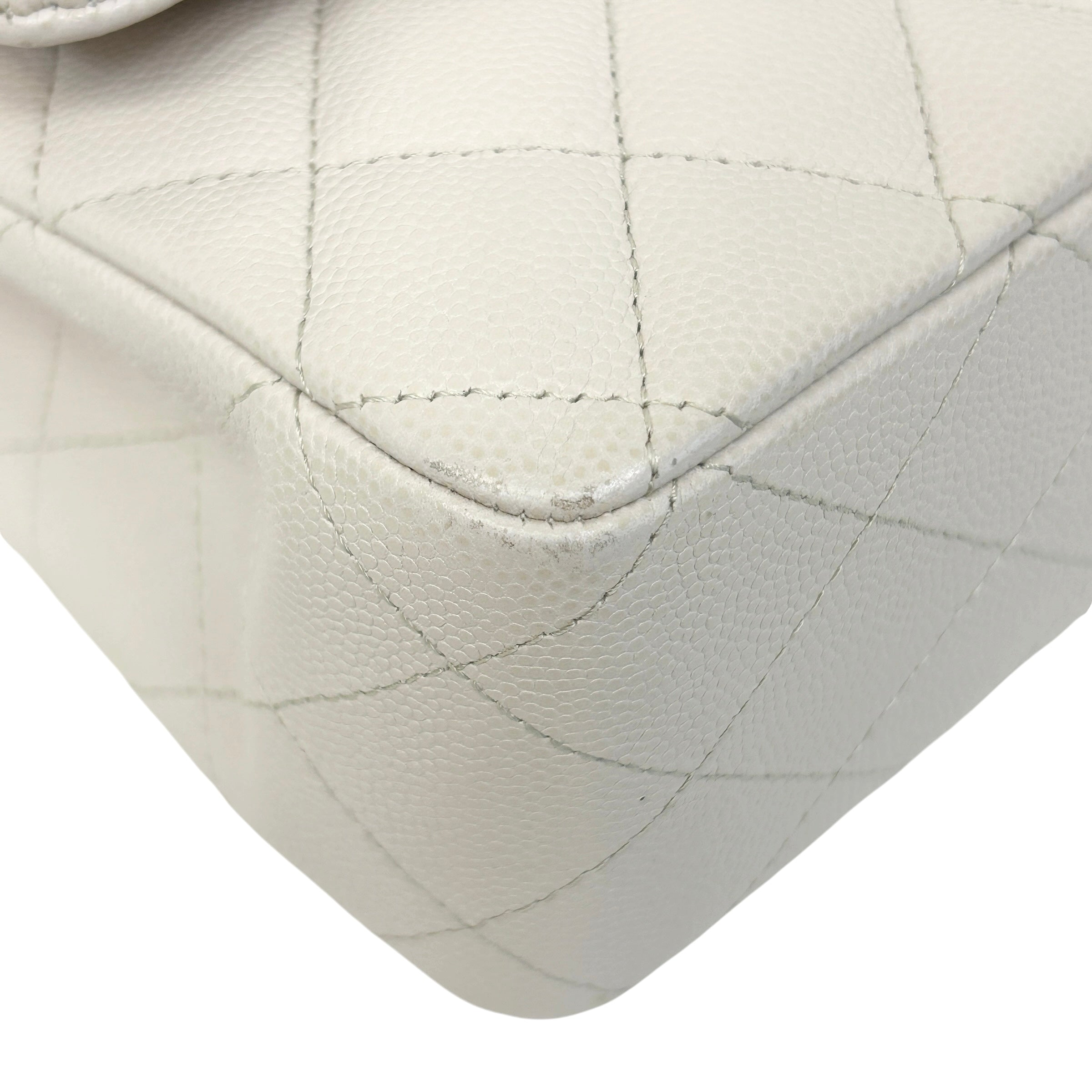 Cream Caviar Leather Medium Classic Double Flap Bag w/SHW