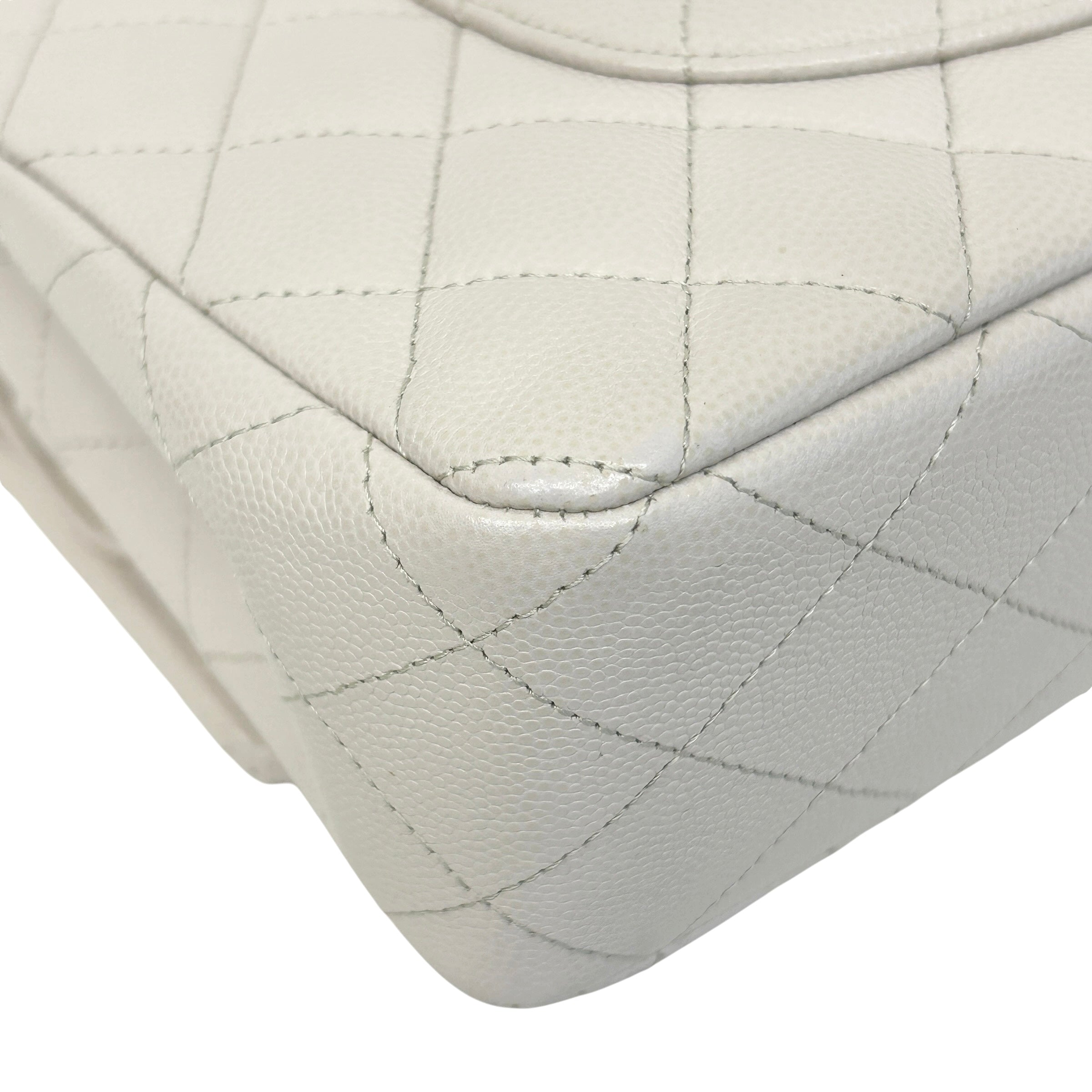 Cream Caviar Leather Medium Classic Double Flap Bag w/SHW