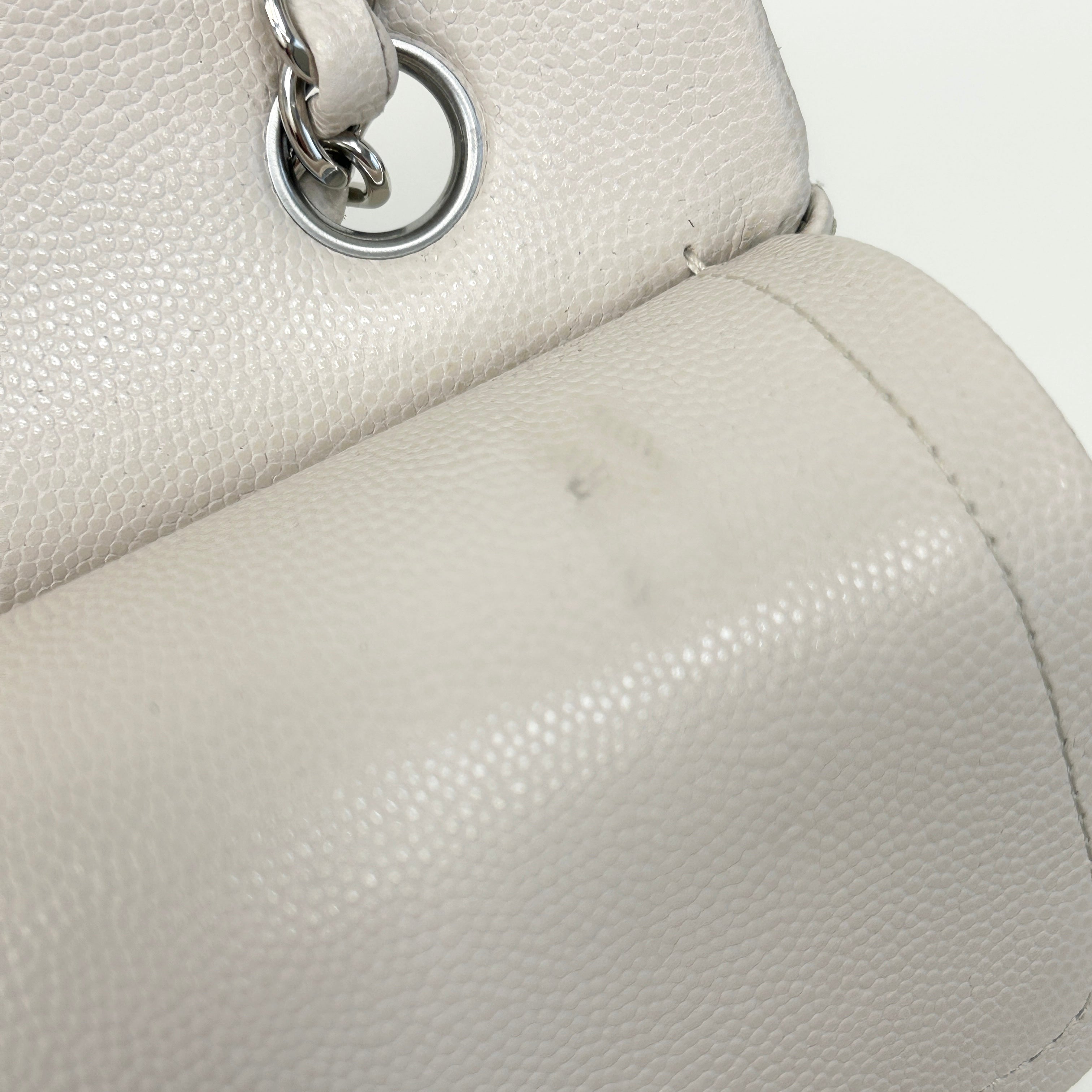 Cream Caviar Leather Medium Classic Double Flap Bag w/SHW