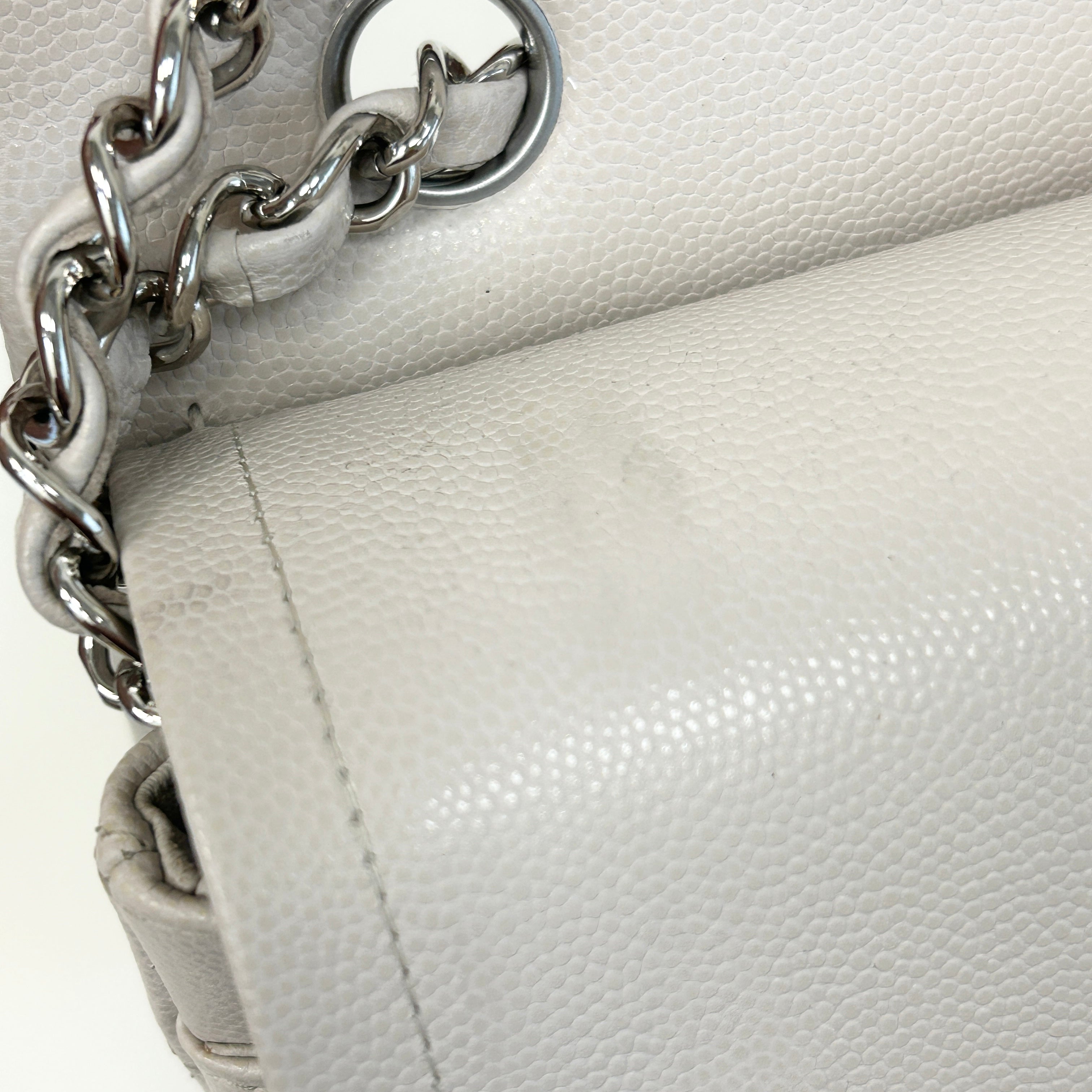 Cream Caviar Leather Medium Classic Double Flap Bag w/SHW