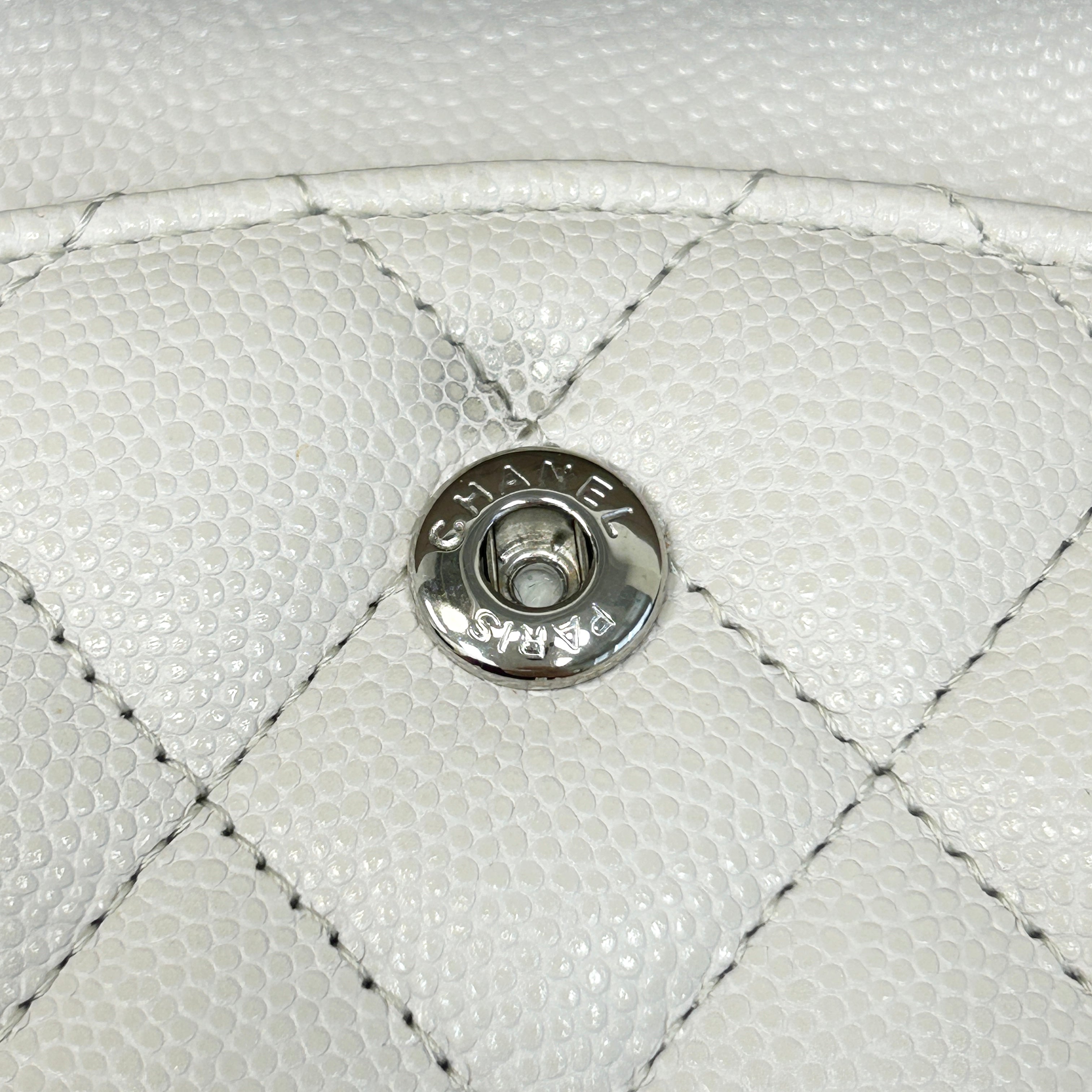 Cream Caviar Leather Medium Classic Double Flap Bag w/SHW