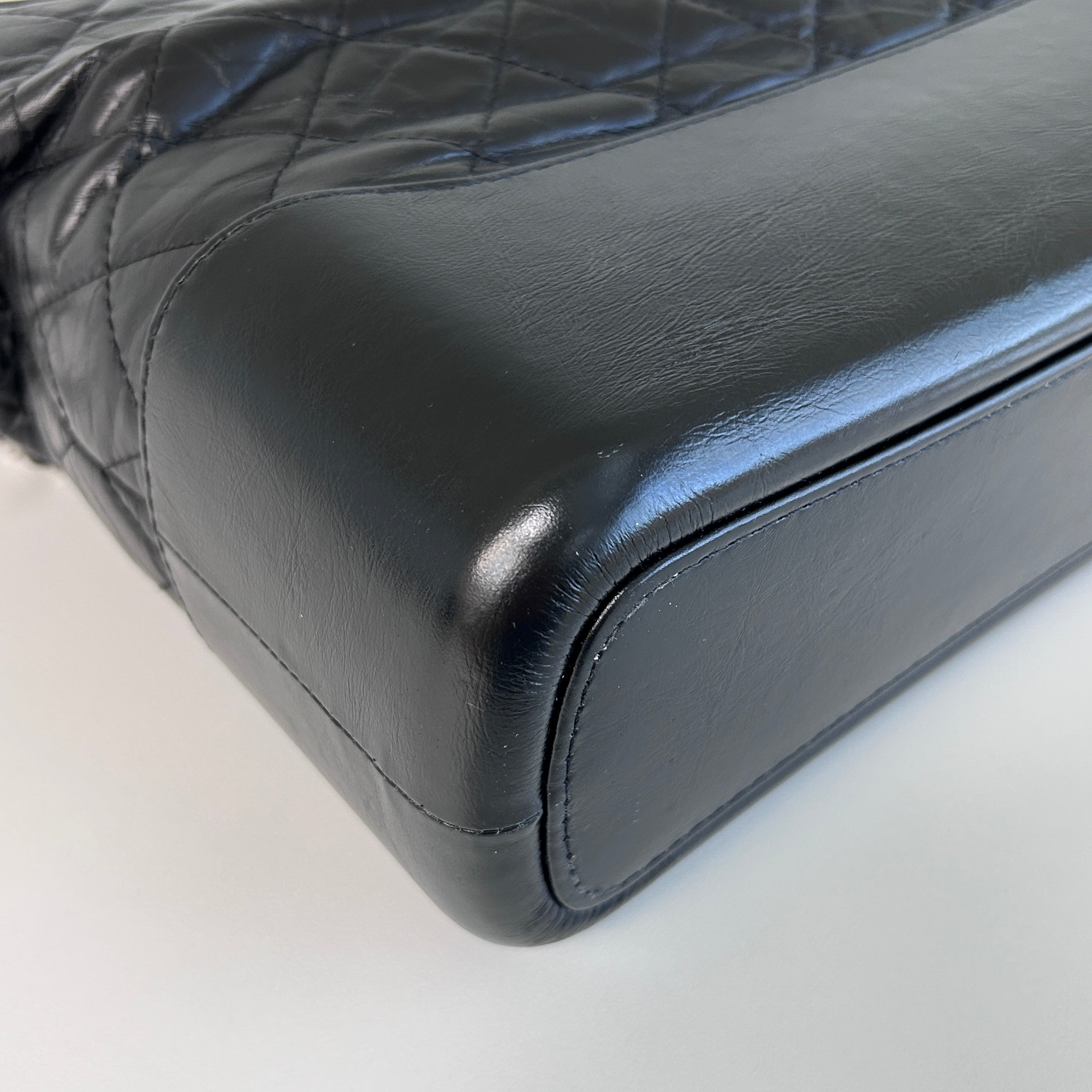 Black Aged Quilted Calfskin Leather Medium Gabrielle Hobo Bag w/AGHW/RHW/SHW/GHW