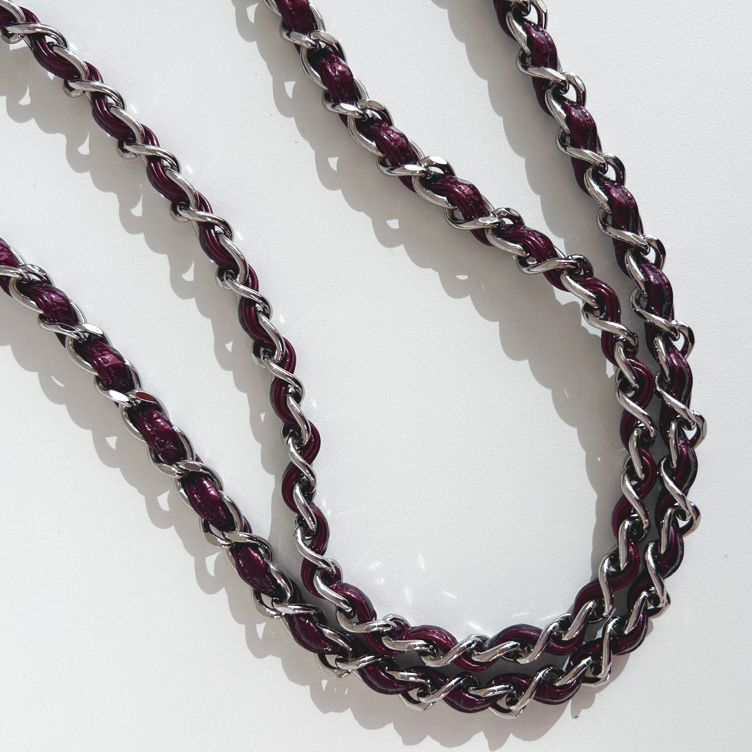 Burgundy Quilted Patent Leather Single Flap Bag w/SHW