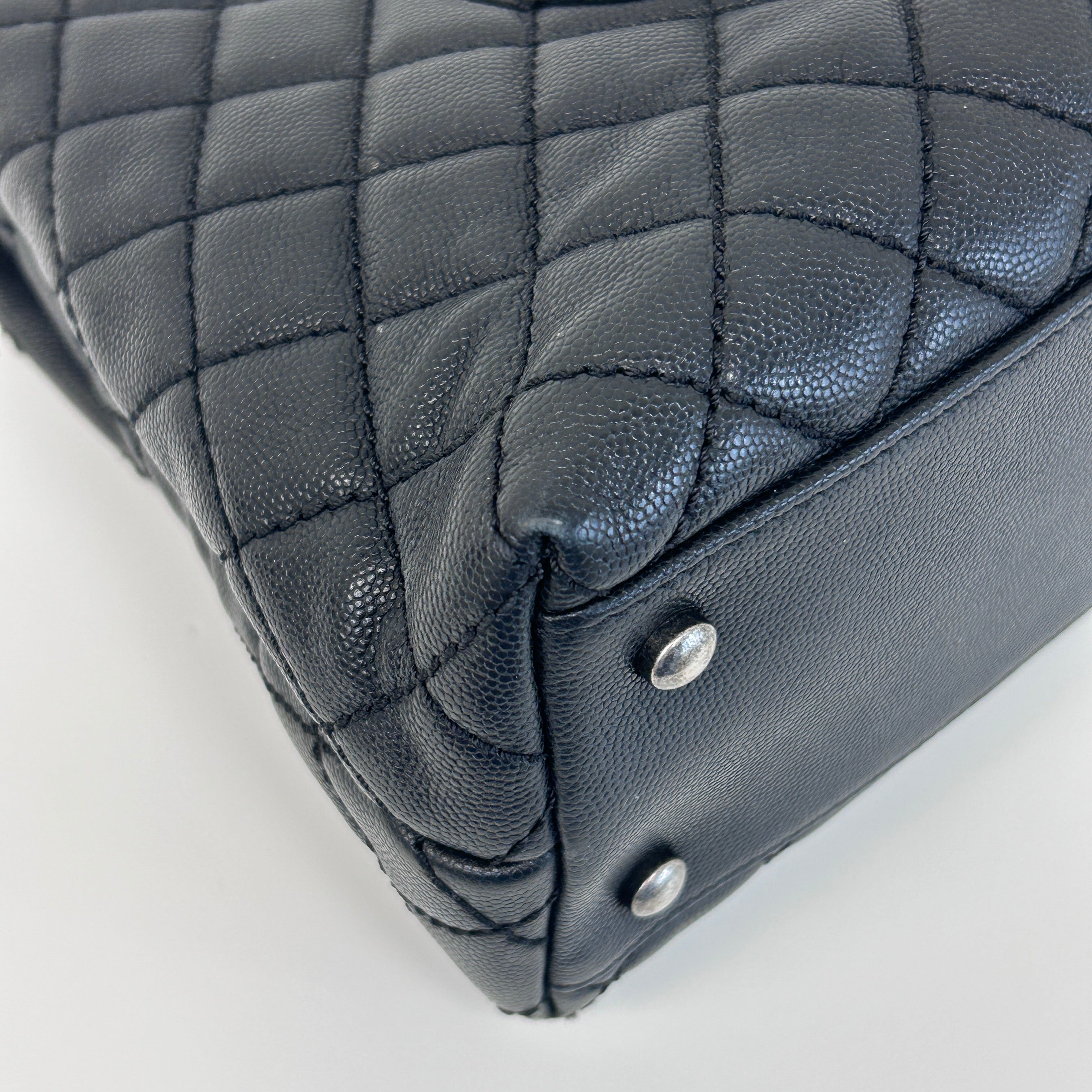 Black Caviar Quilted Coco Handle Large Bag w/RHW
