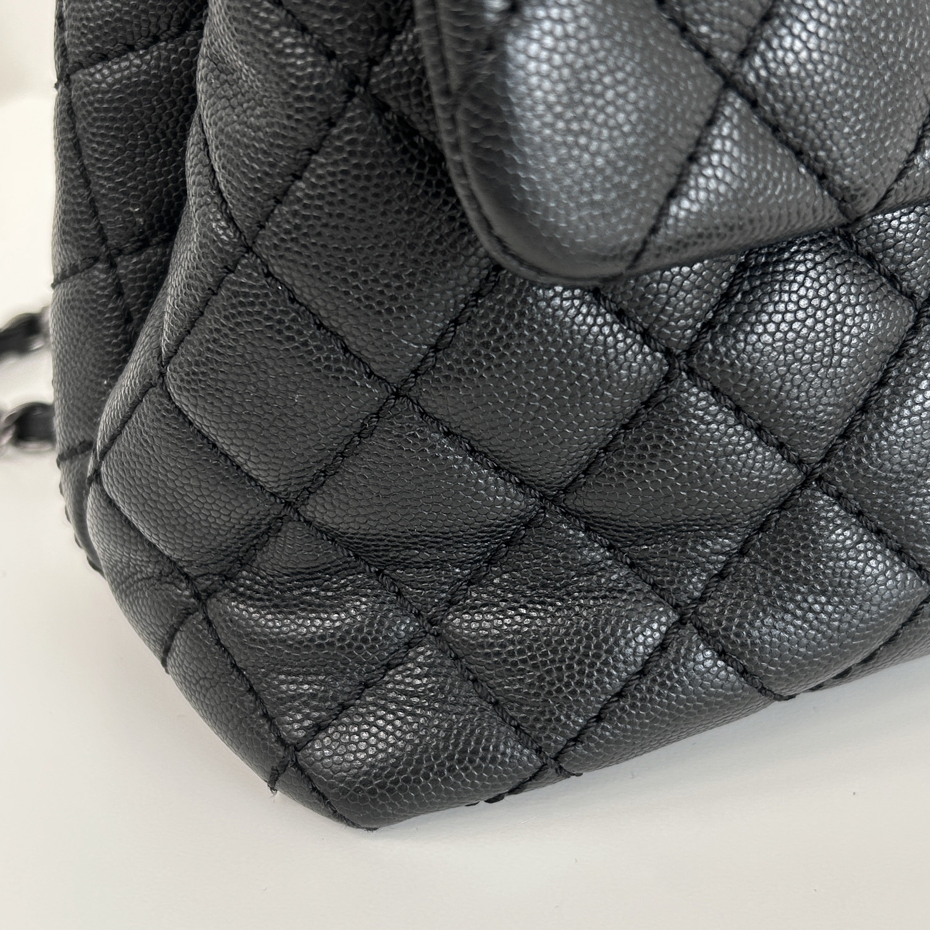 Black Caviar Quilted Coco Handle Large Bag w/RHW