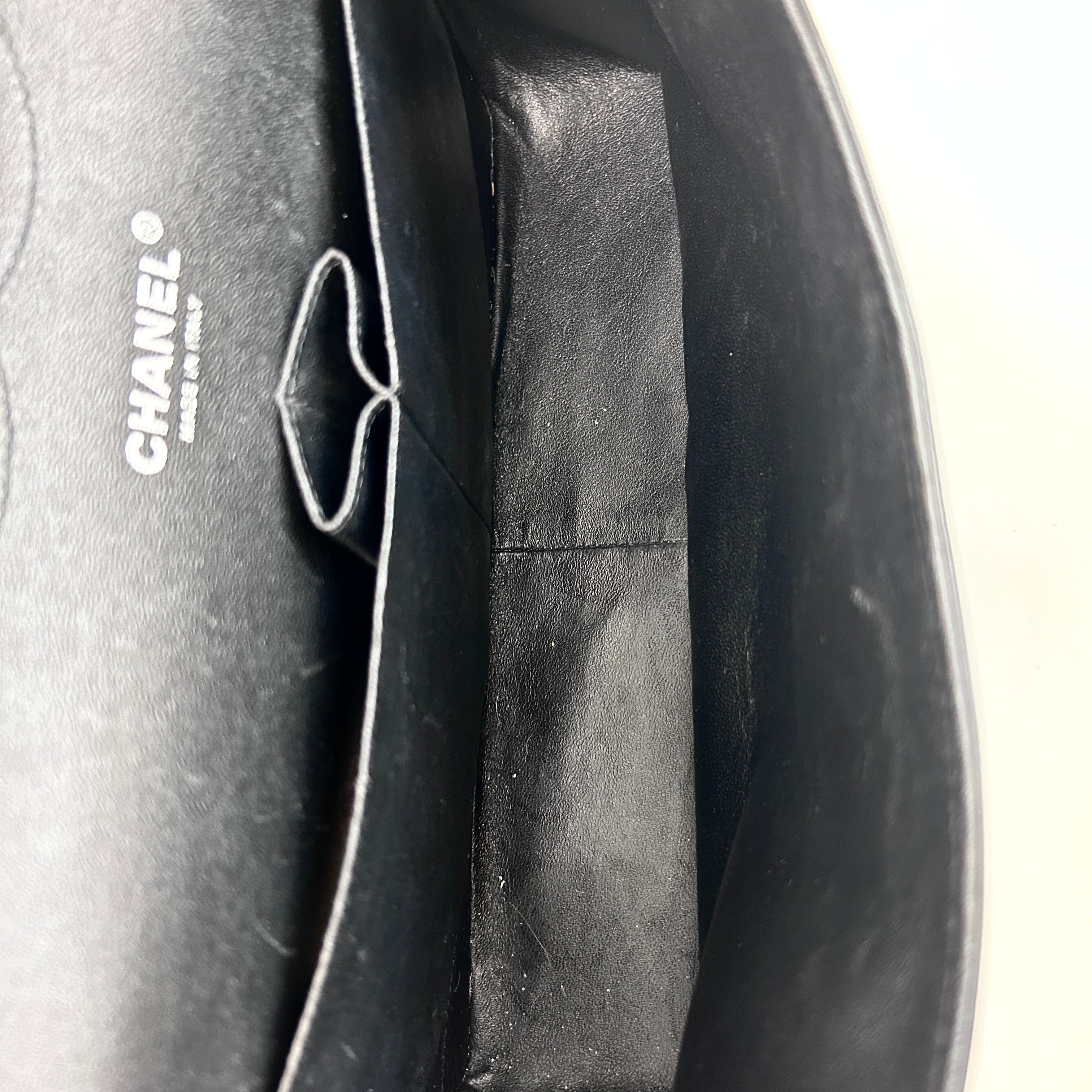 Black Patent Quilted Leather Double Flap Jumbo W/SHW