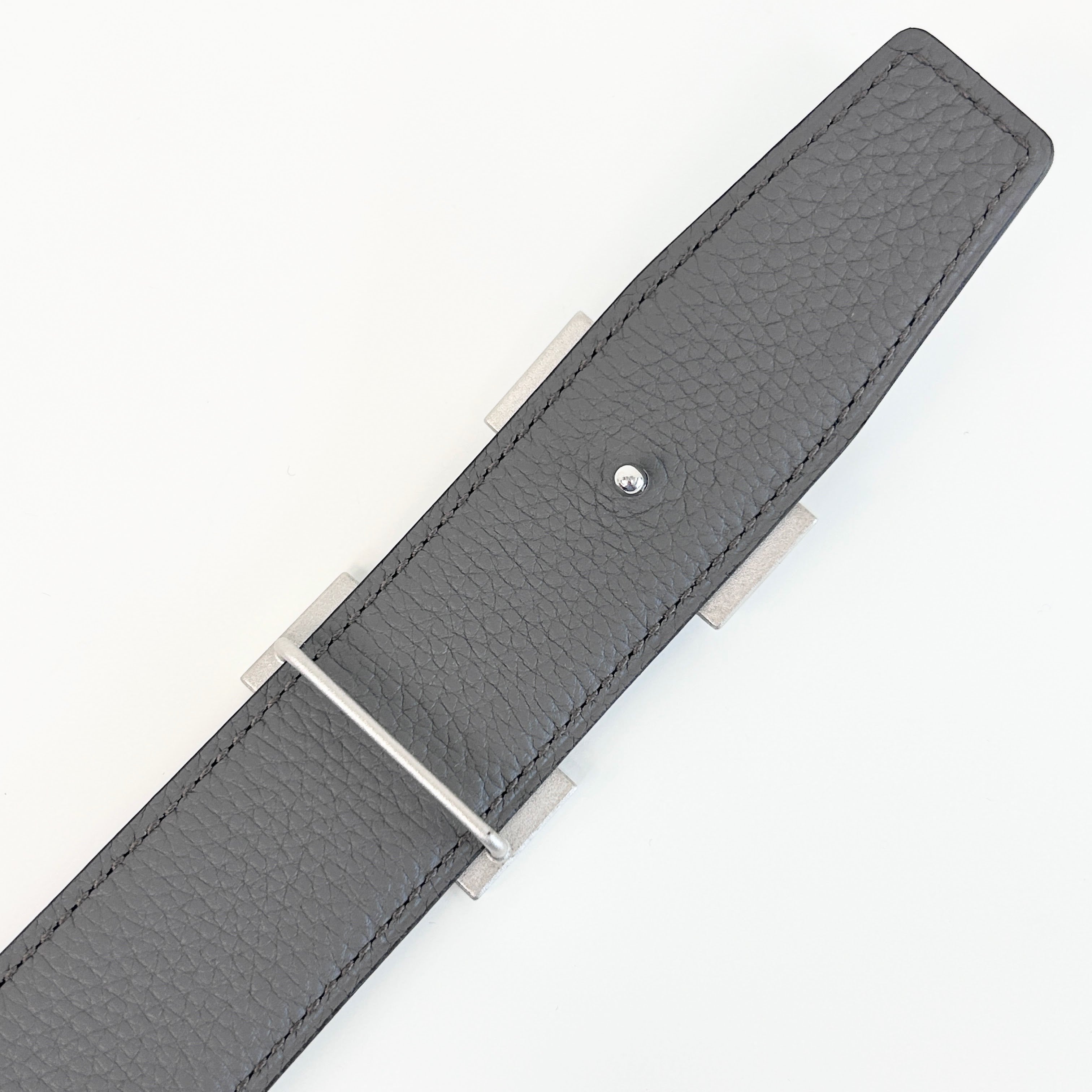 Black/Etain Reversible H Buckle Constance Belt w/ PHW