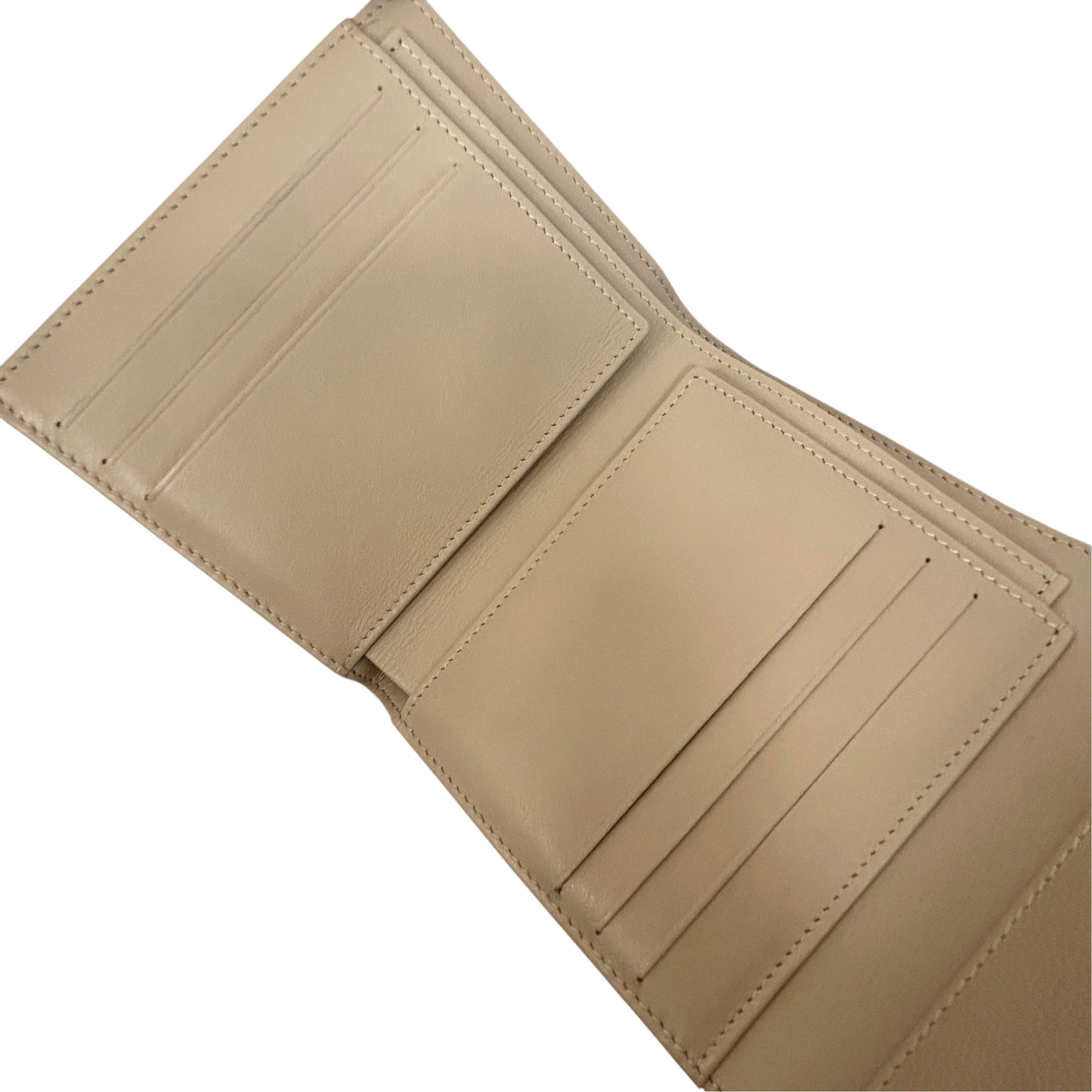 Beige Quilted Caviar Leather CC Compact Flap Wallet