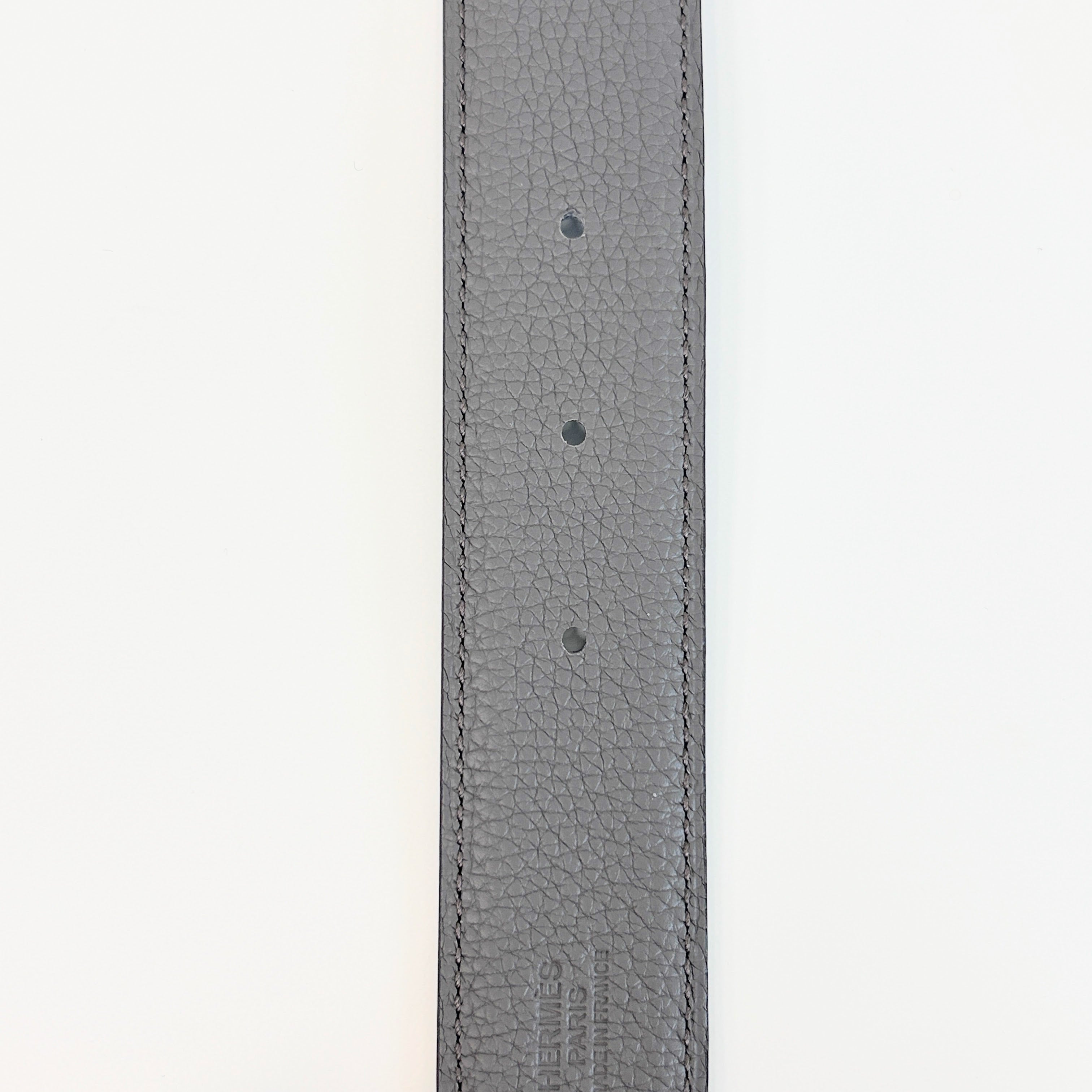 Black/Etain Reversible H Buckle Constance Belt w/ PHW