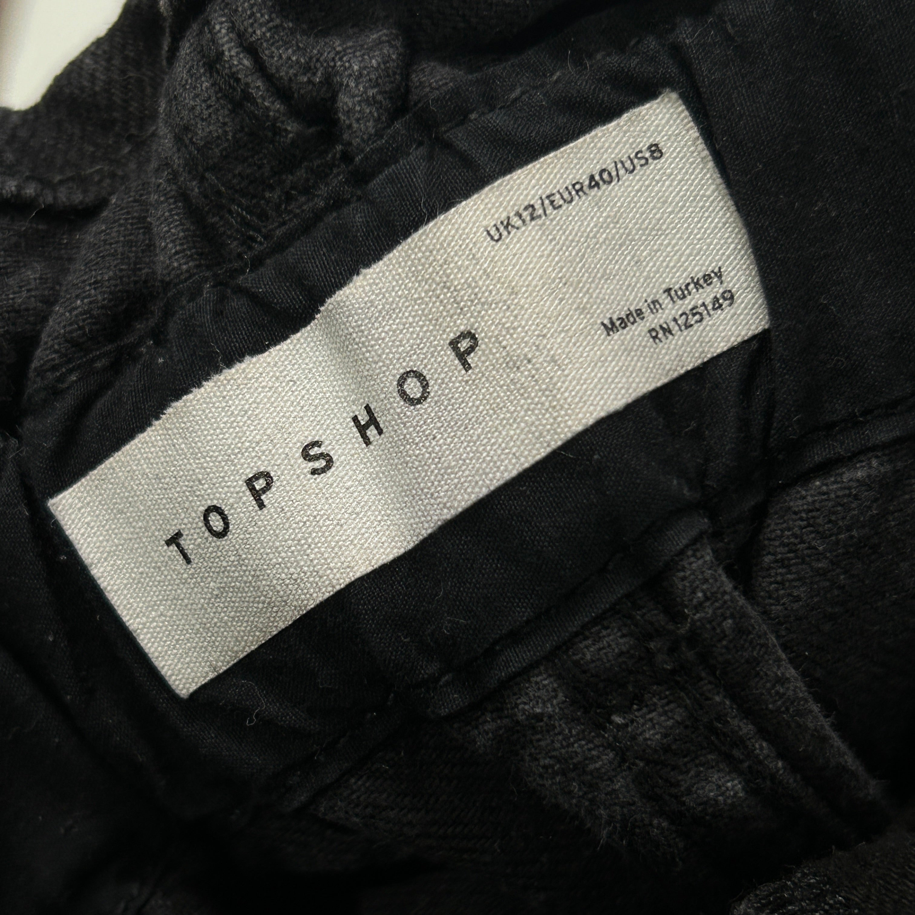 TOPSHOP Black Aged Denim high Waisted Short