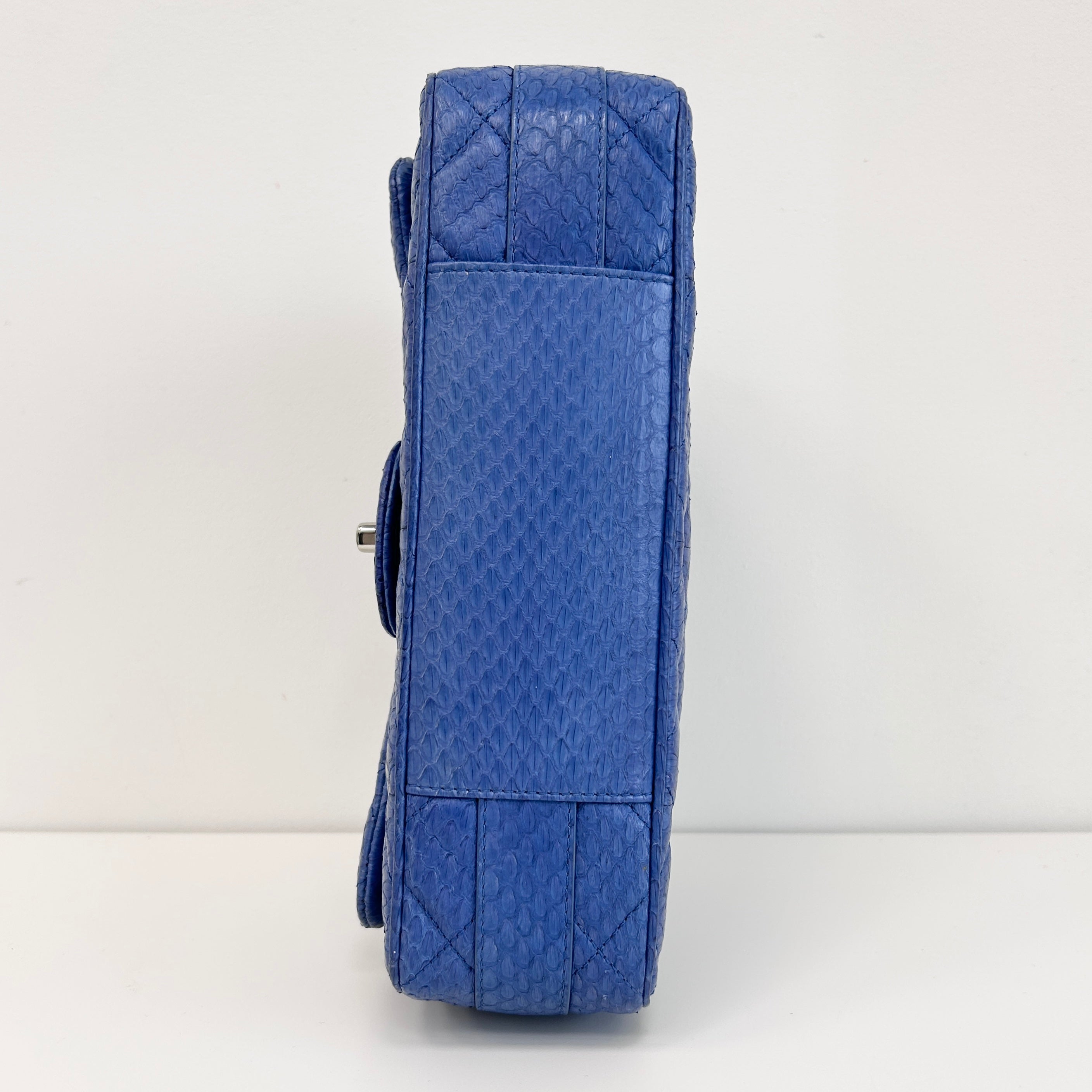 Blue Snakeskin Jumbo Easy Carry Flap Bag w/SHW