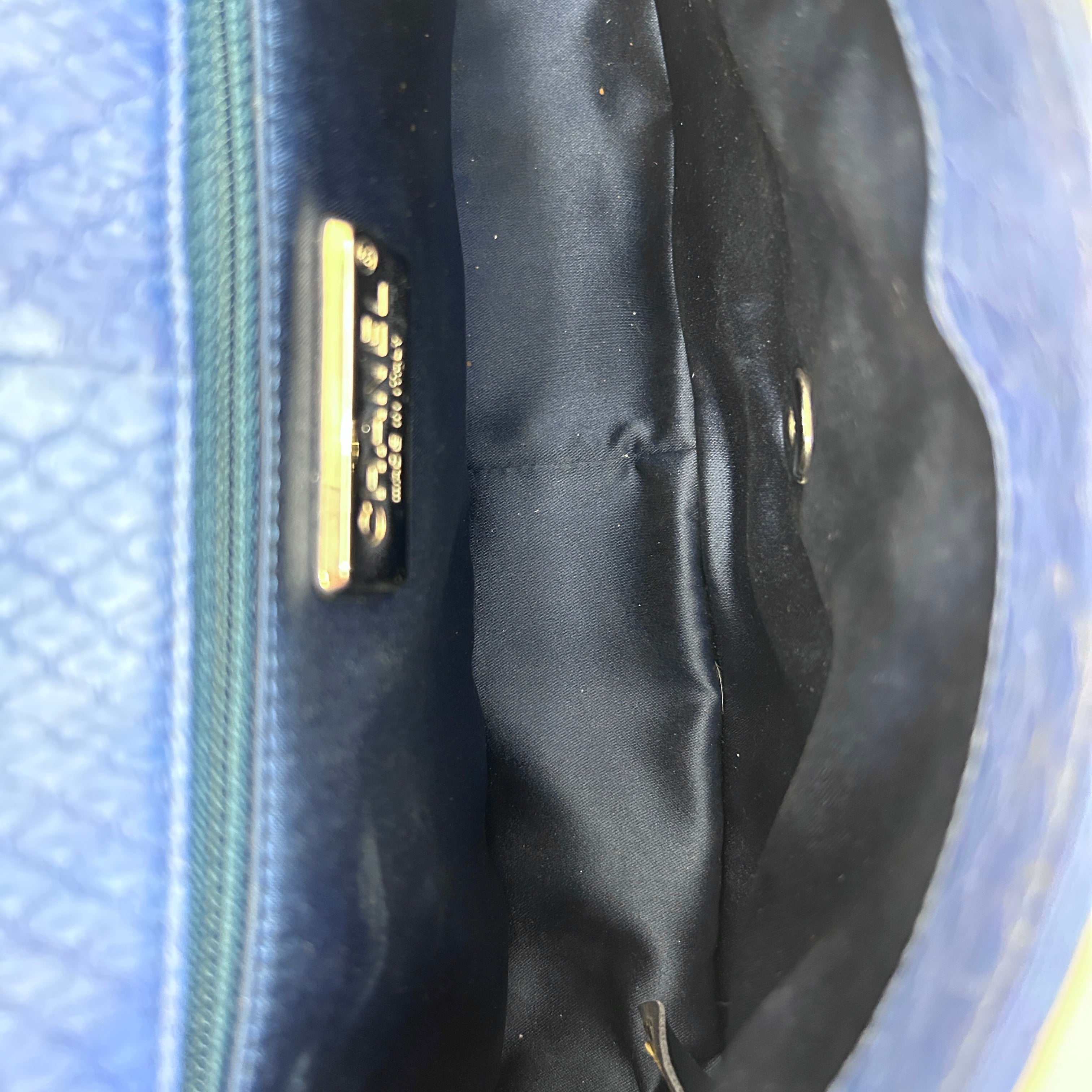 Blue Snakeskin Jumbo Easy Carry Flap Bag w/SHW