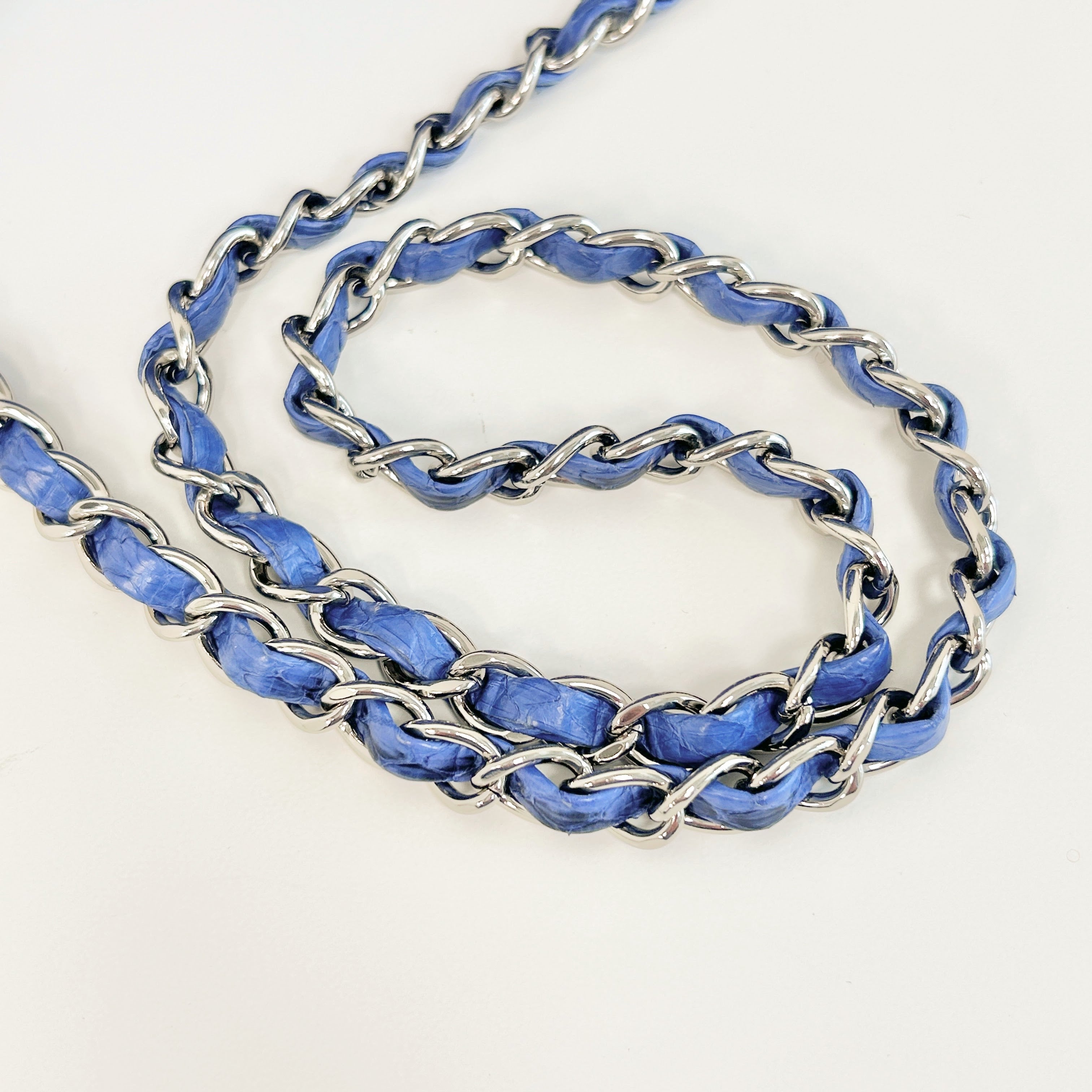 Blue Snakeskin Jumbo Easy Carry Flap Bag w/SHW