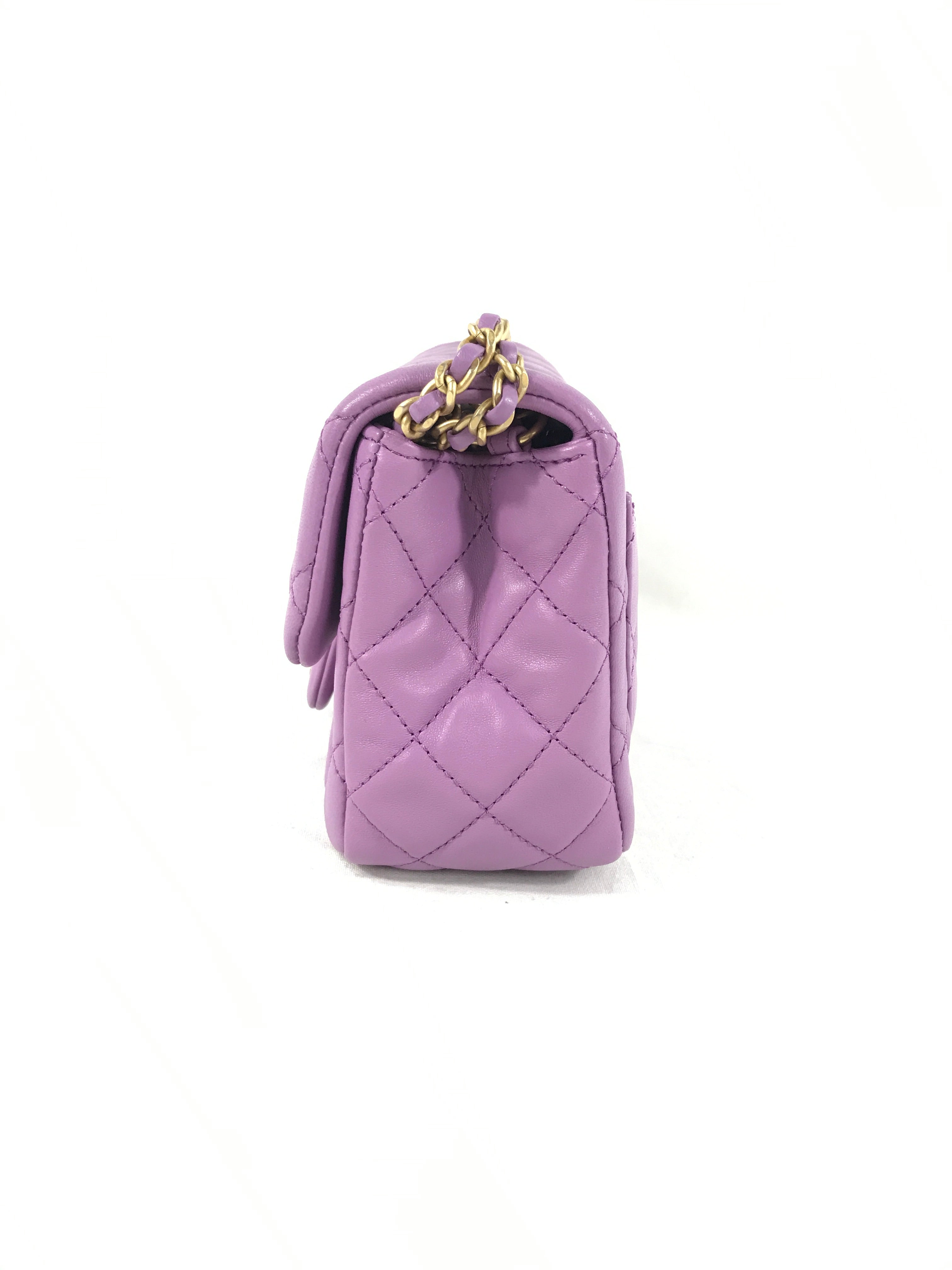 Lavendar Quilted Lambskin Pearl Crush Mini Square w/ AGHW