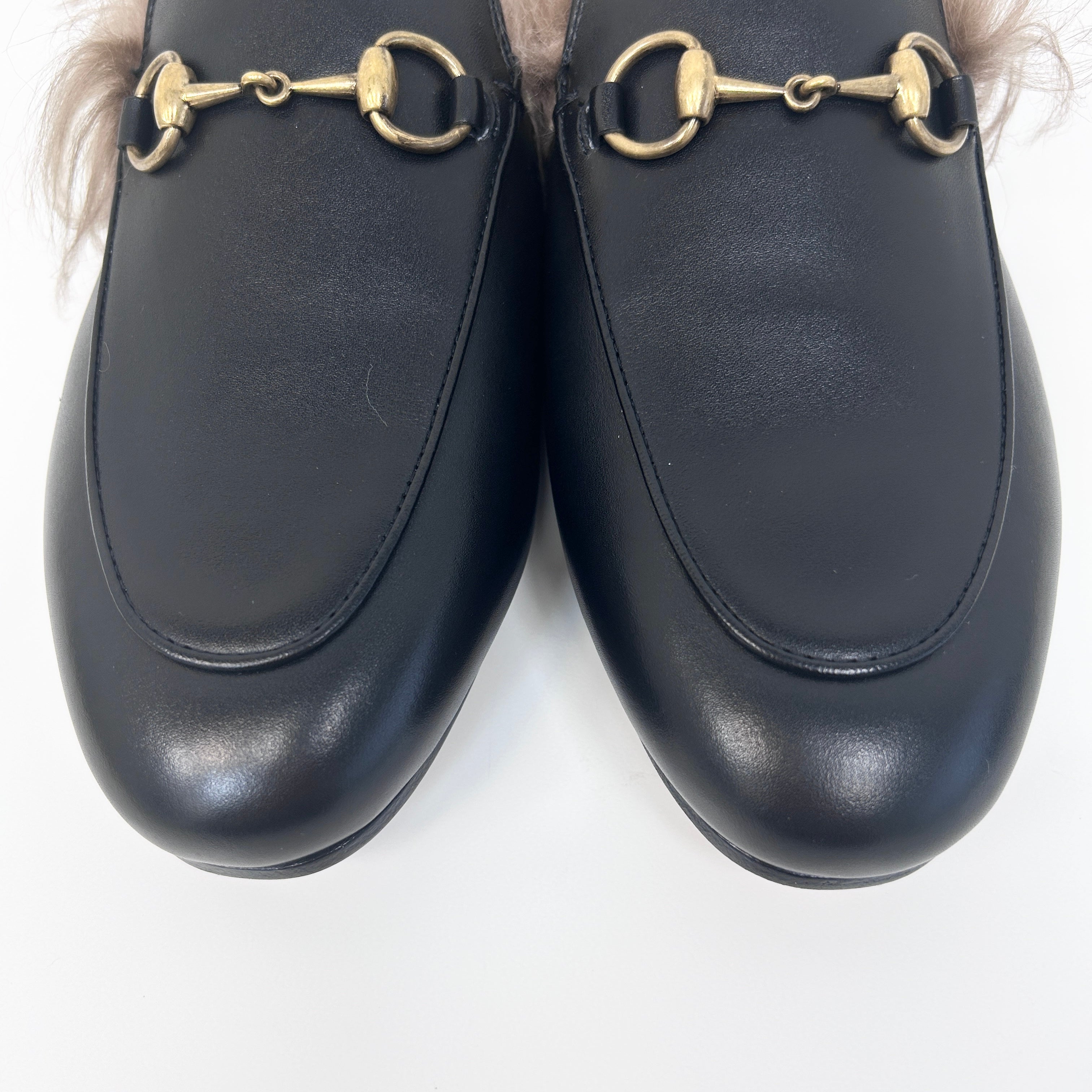 Black Princetown Genuine Shearling Loafer Mule