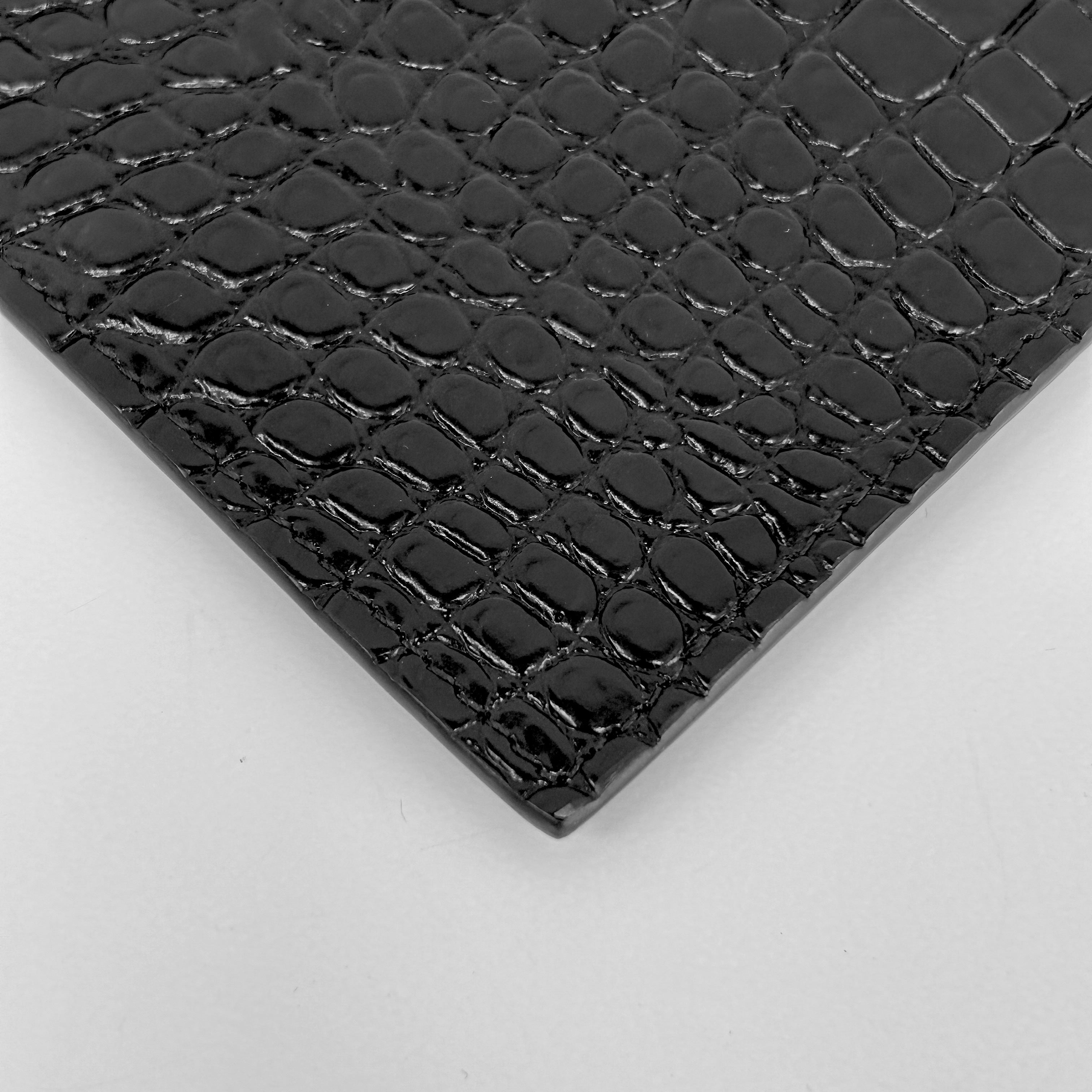 Black Crocodile Embossed Shiny Leather Uptown Pouch w/SHW