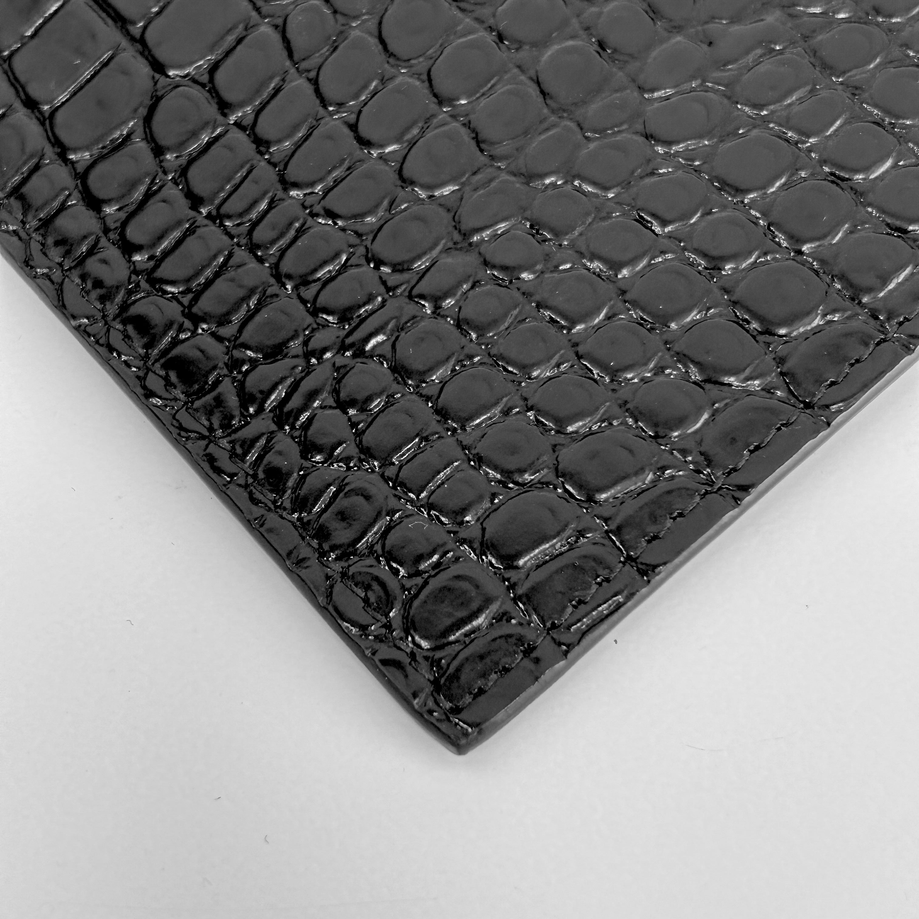 Black Crocodile Embossed Shiny Leather Uptown Pouch w/SHW