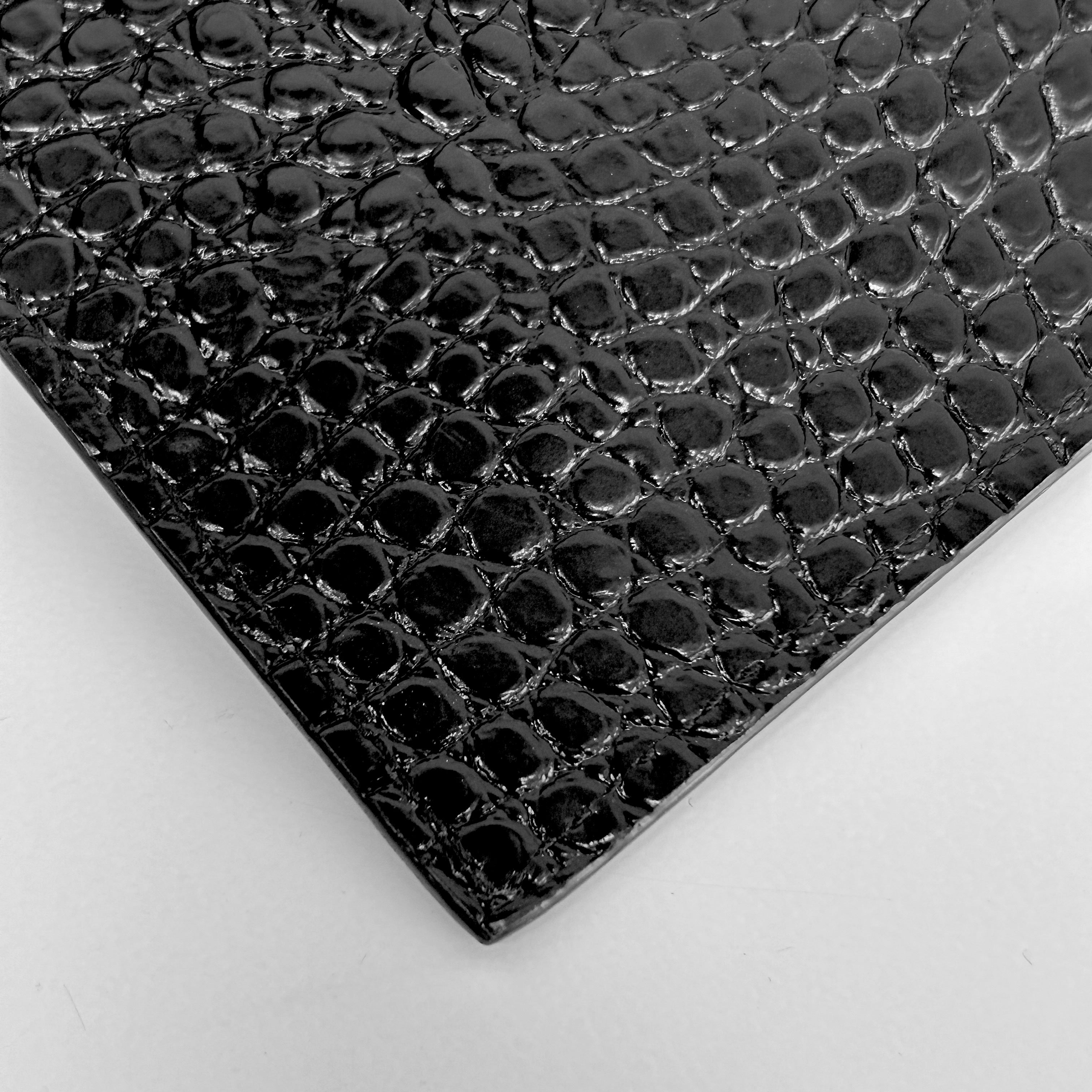 Black Crocodile Embossed Shiny Leather Uptown Pouch w/SHW